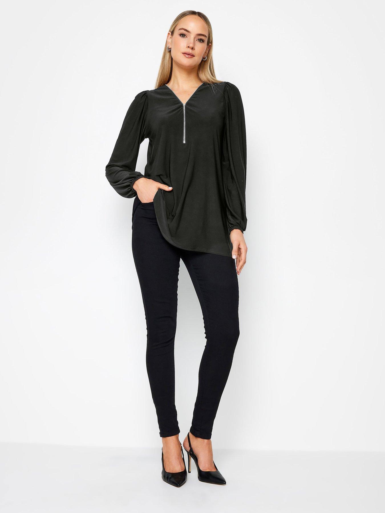 long-tall-sally-balloon-sleeve-zip-neck-top-blackback