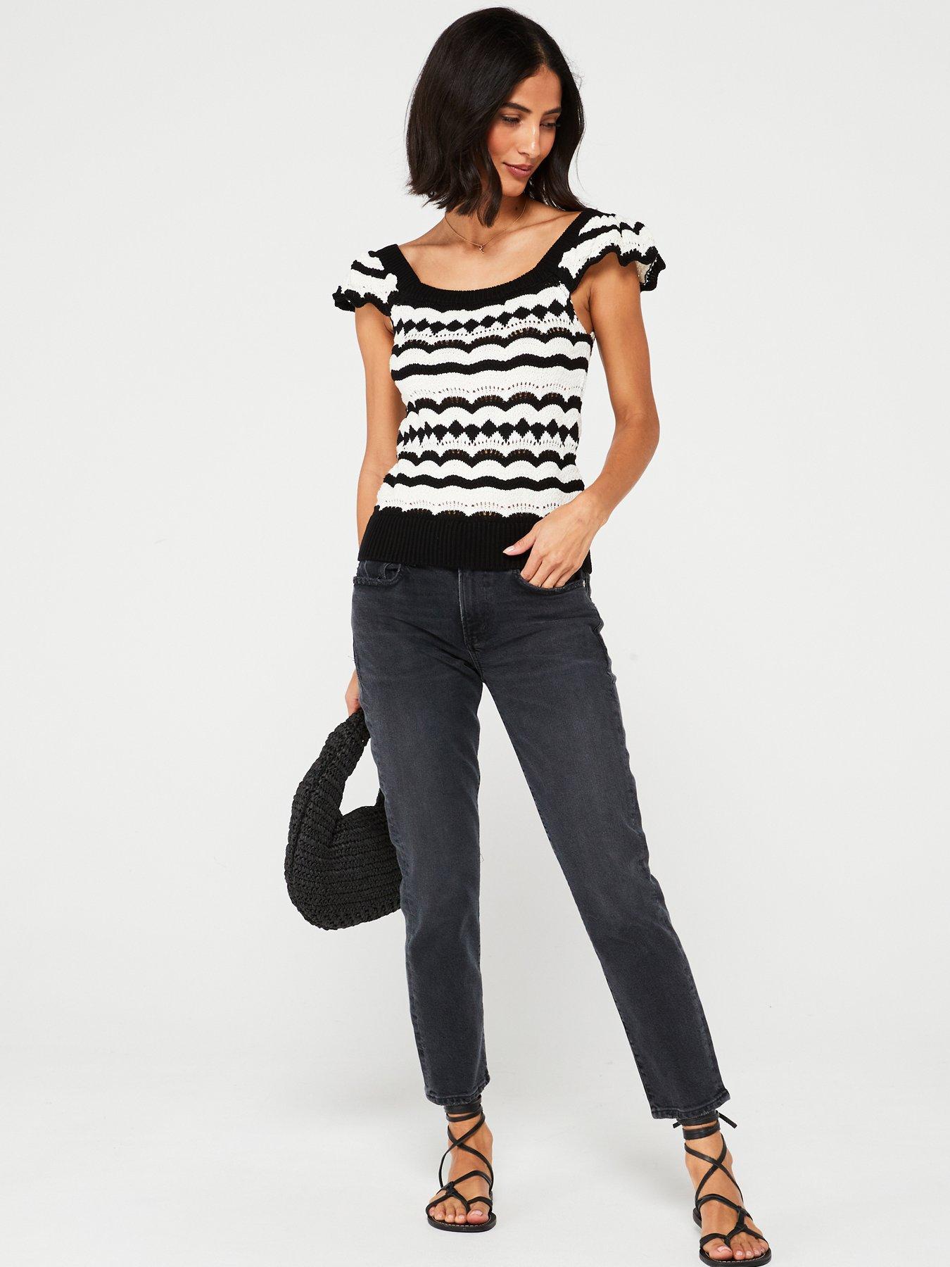 v-by-very-frill-sleeve-chevron-stripe-knitted-cami-blackwhiteback