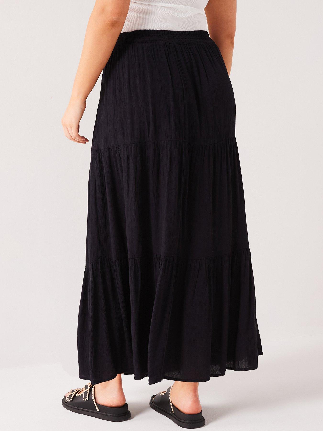 v-by-very-curve-crinkle-maxi-tiered-skirt-blackstillFront