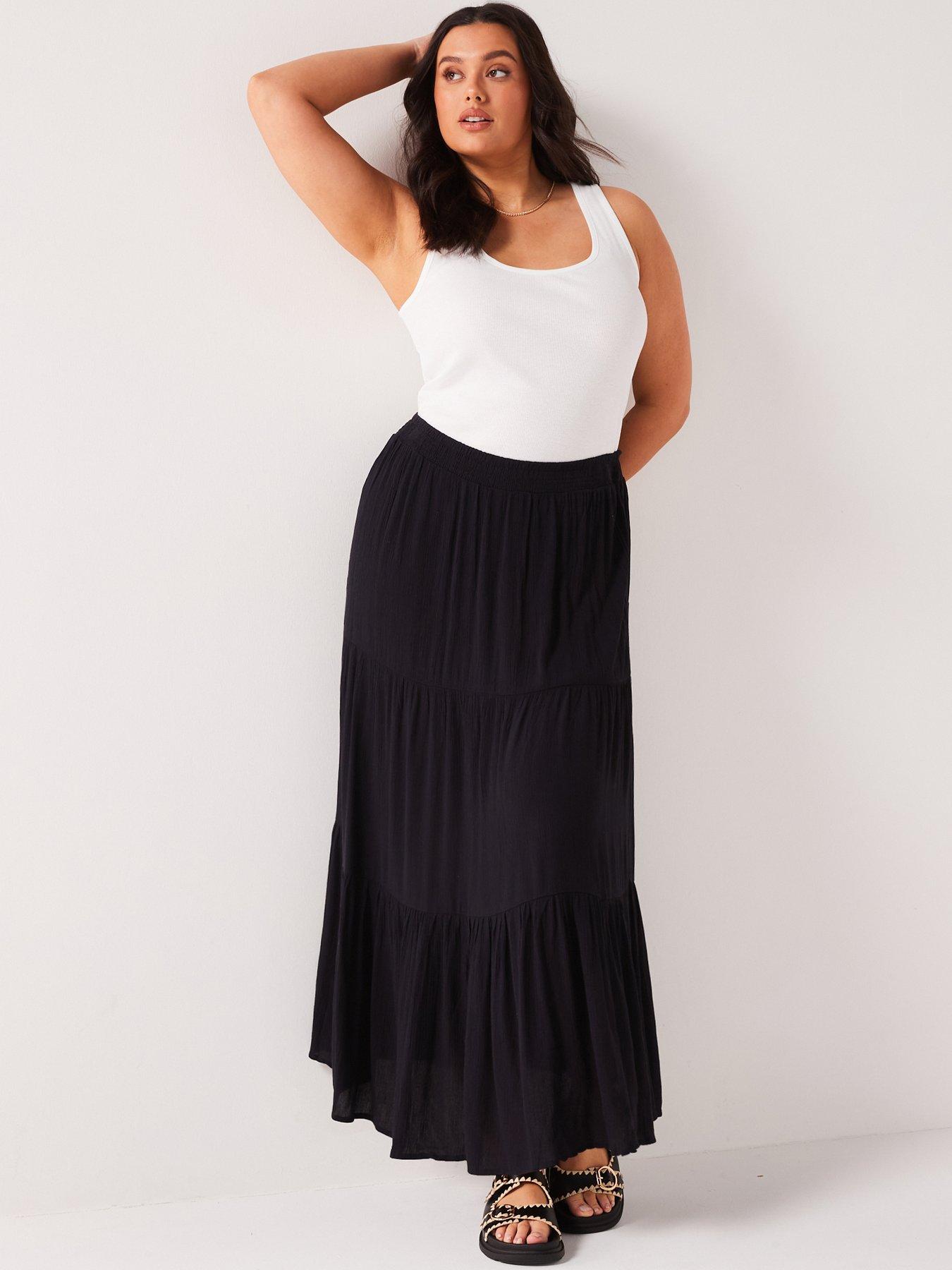 v-by-very-curve-crinkle-maxi-tiered-skirt-blackdetail