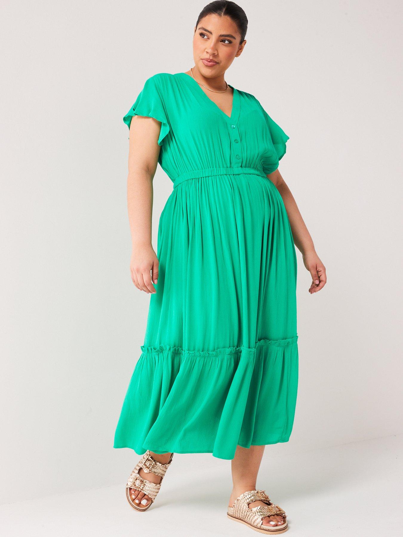 v-by-very-curve-frill-sleeve-crinkle-midi-dress-greenback