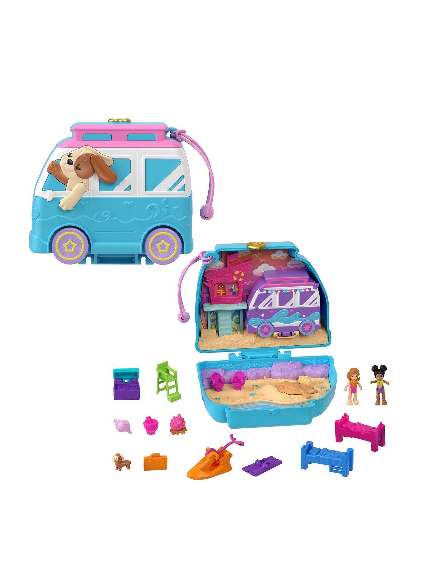 Polly Pocket Dolls & Accessories, 2-In-1 Travel Toy, Koala Purse Playset  with 2 Micro Dolls, 1 Toy Car and 5 Animals
