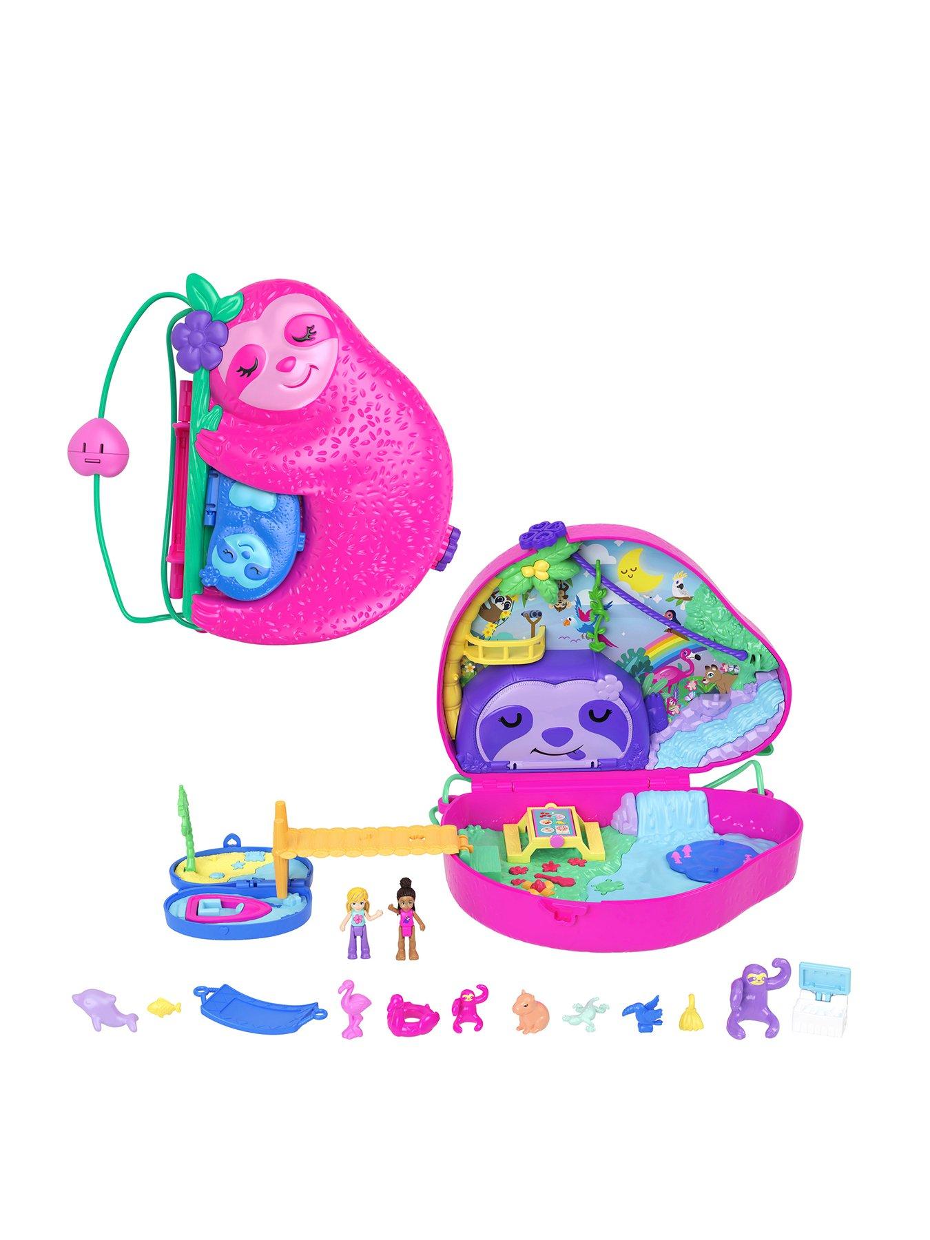 Image 1 of 8 of Polly Pocket Sloth Family Wearable Purse Compact Playset