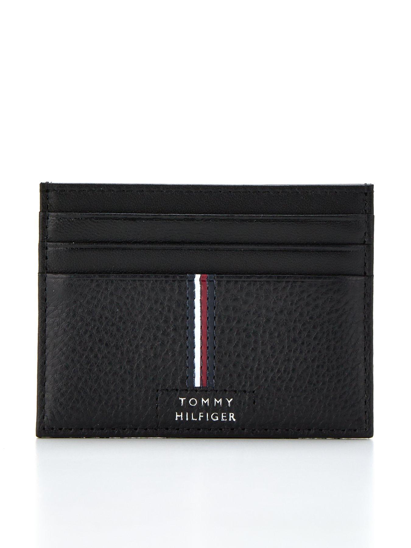 Tommy hilfiger eton leather cardholder hot sale in black