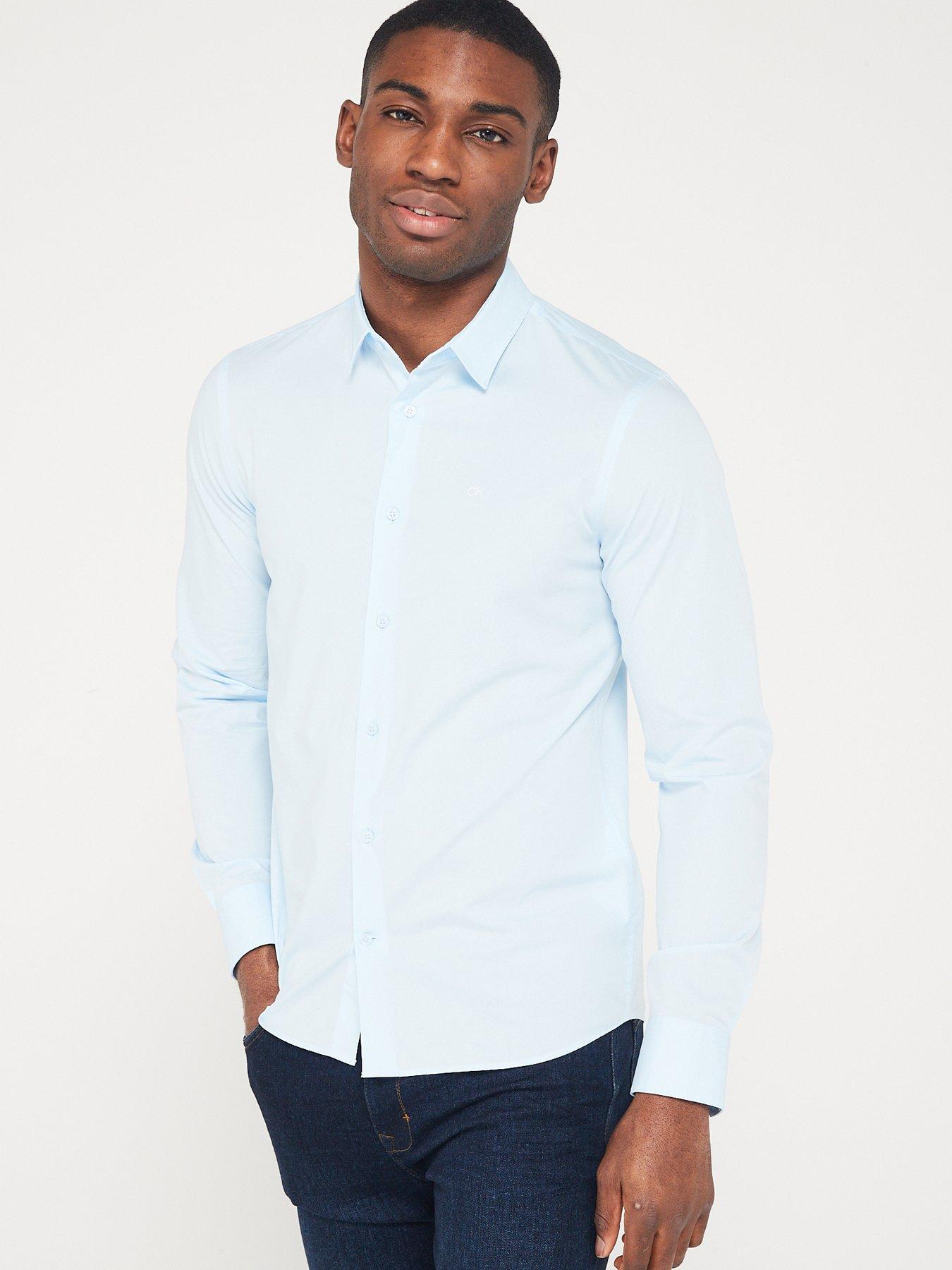 undefined Poplin Stretch Slim Shirt - Light Blue