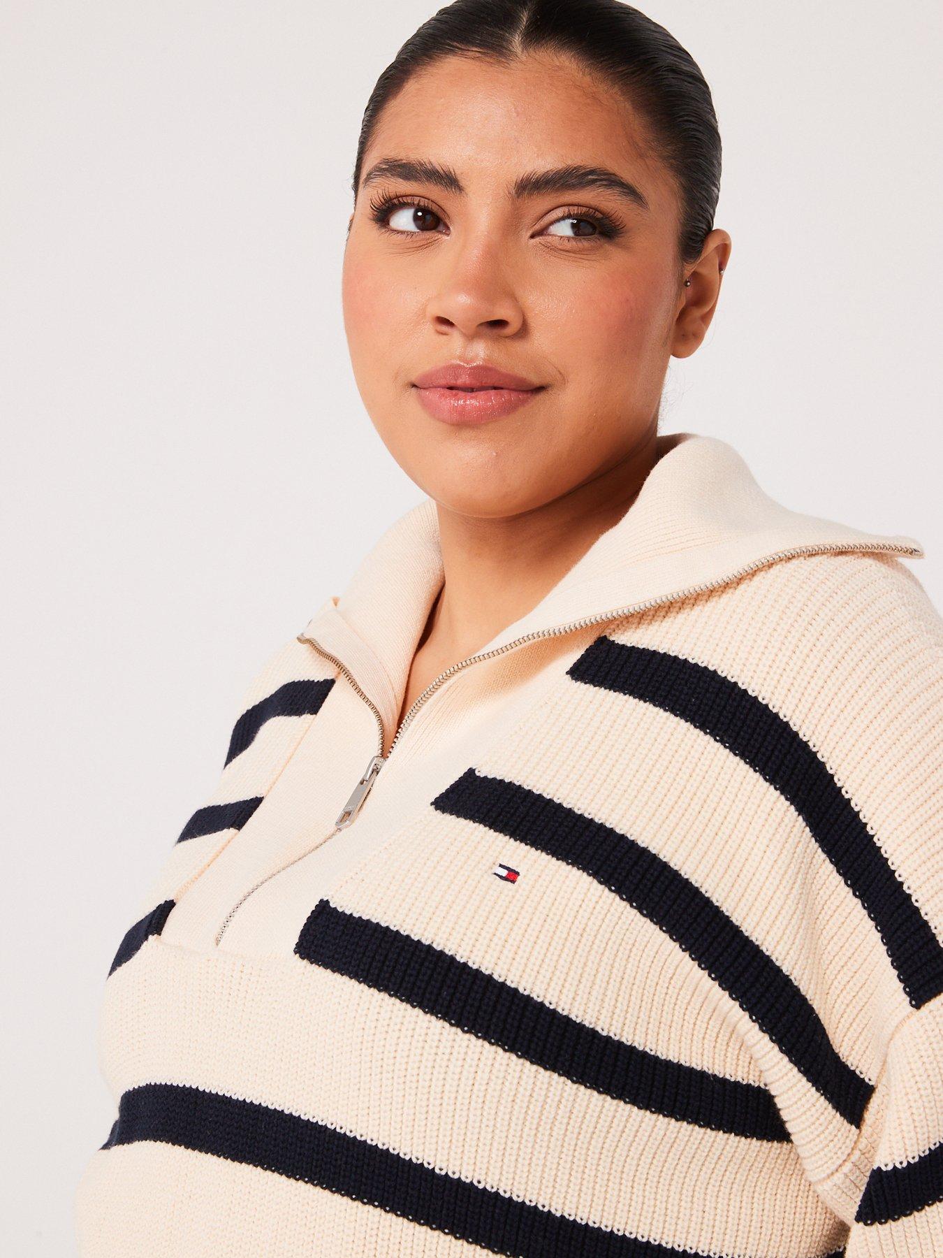 tommy-hilfiger-plus-size-half-zip-sweatshirt-navyoutfit