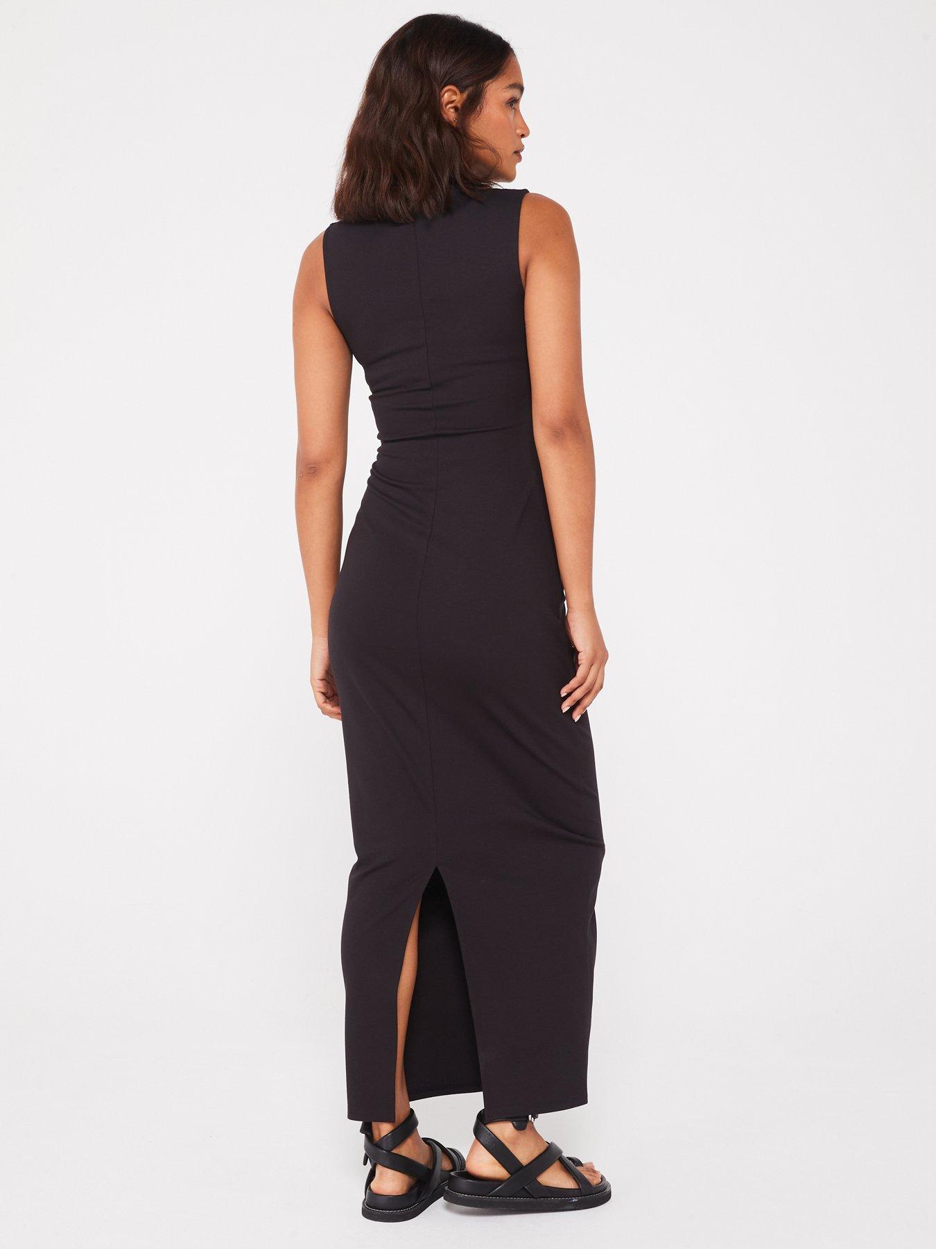 tommy-jeans-bodycon-maxi-dress-blackstillFront