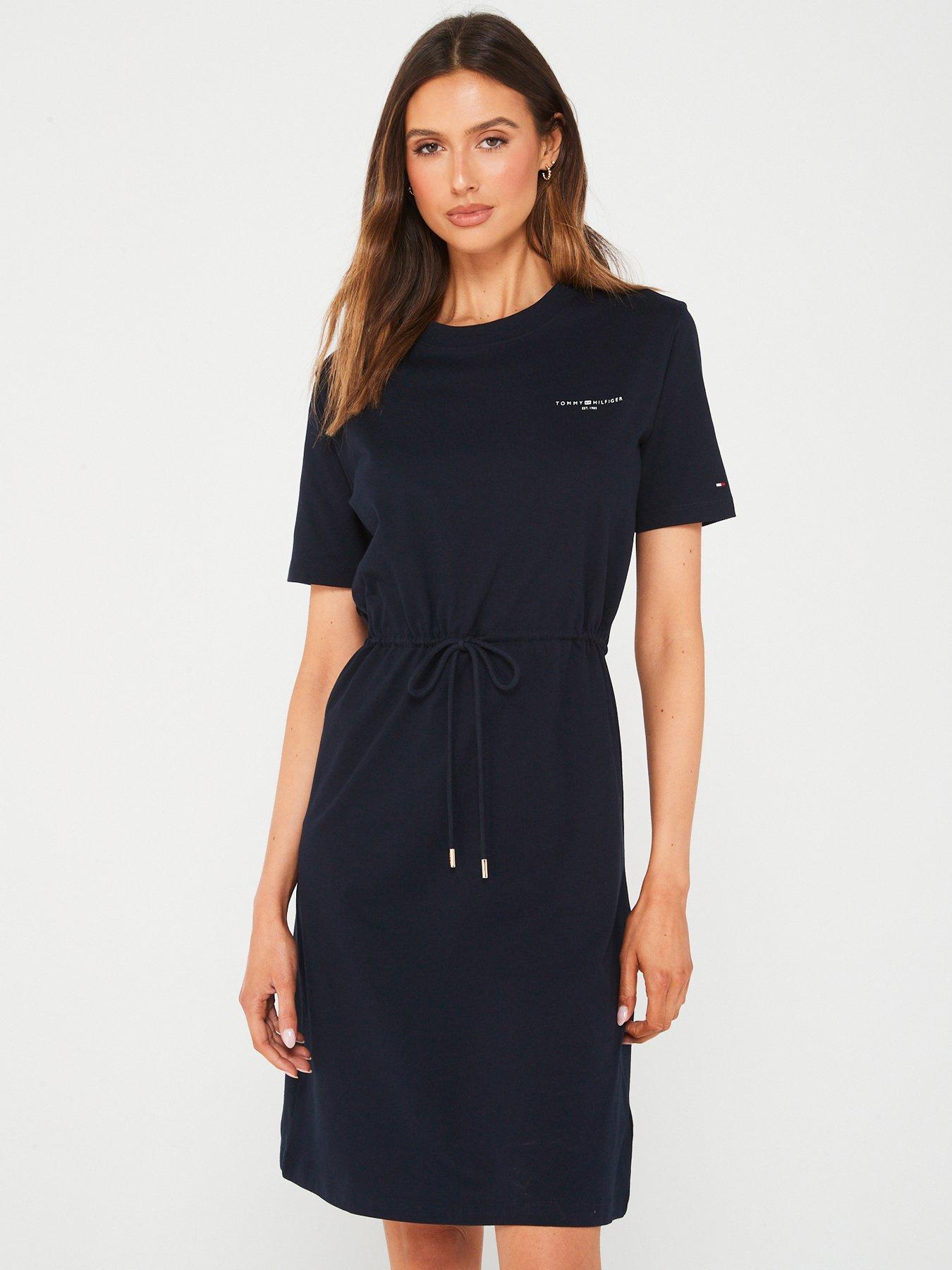 tommy-hilfiger-drawstring-waist-t-shirt-dress-navy