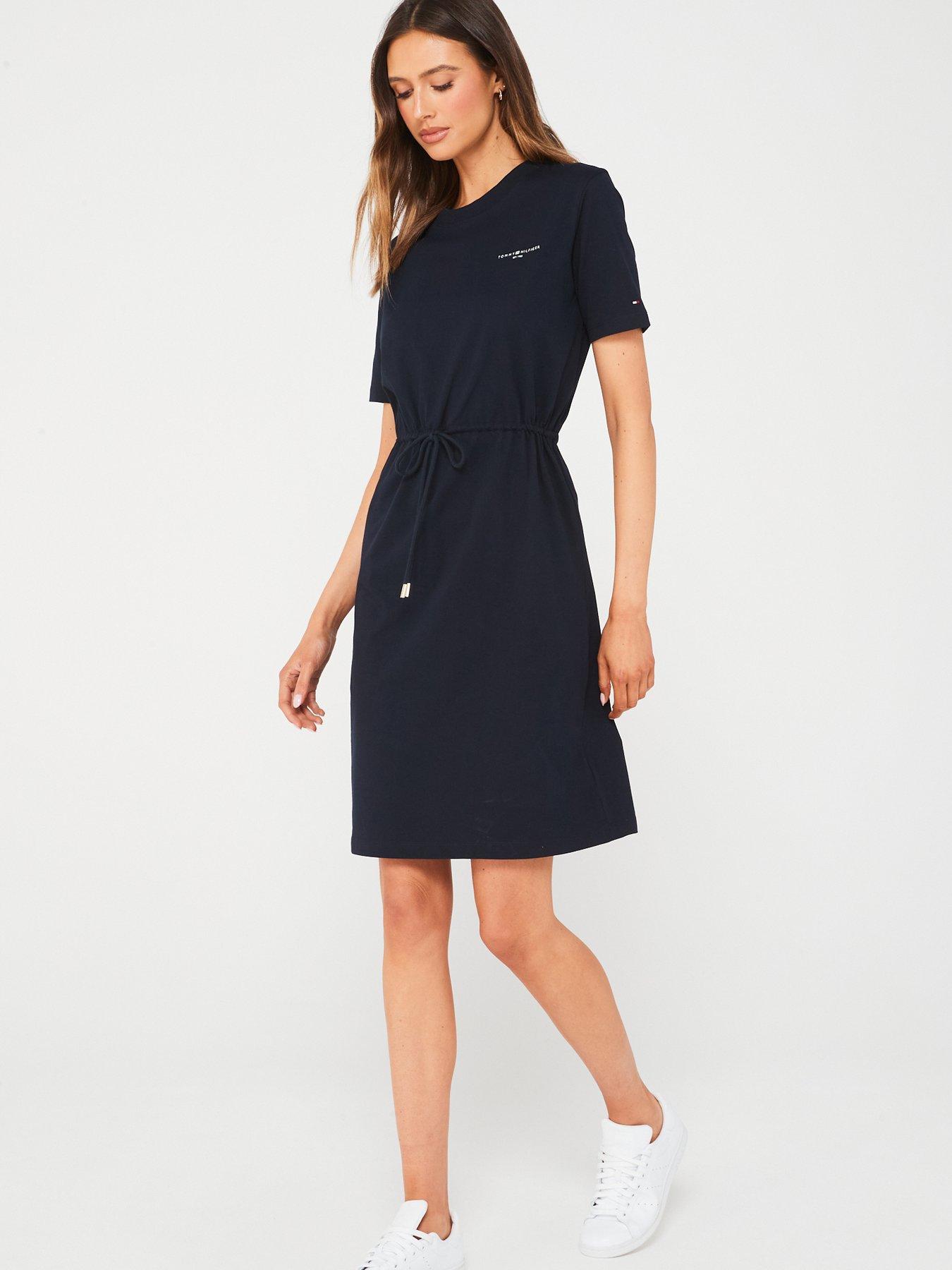 tommy-hilfiger-drawstring-waist-t-shirt-dress-navyoutfit