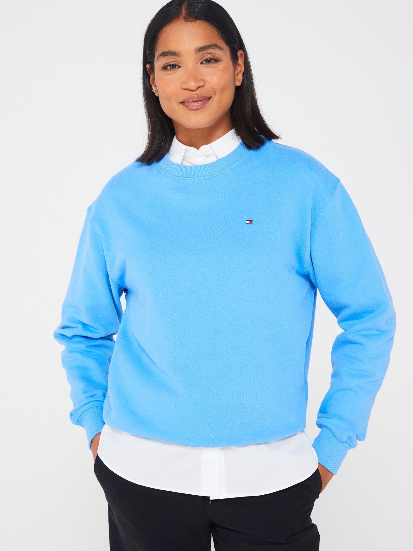Tommy Hilfiger Women's Logo Sweatshirt Hoodie Dress Blue Size X-Small