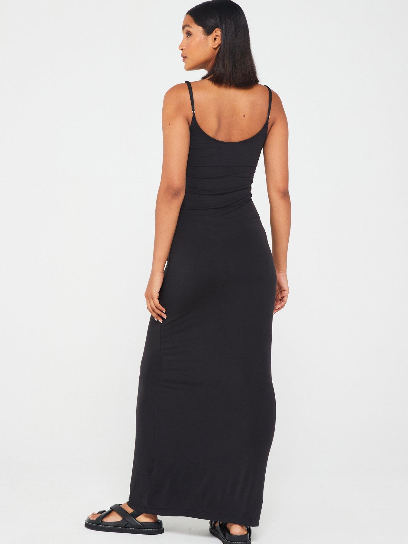 calvin-klein-jeans-racerback-maxi-dress-blackstillFront