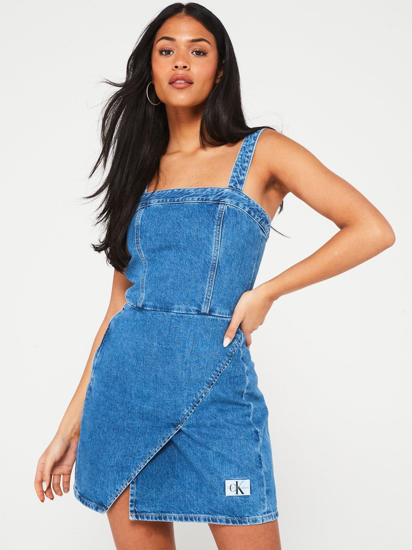 Calvin Klein Jeans Denim Wrap Bodycon Dress - Blue