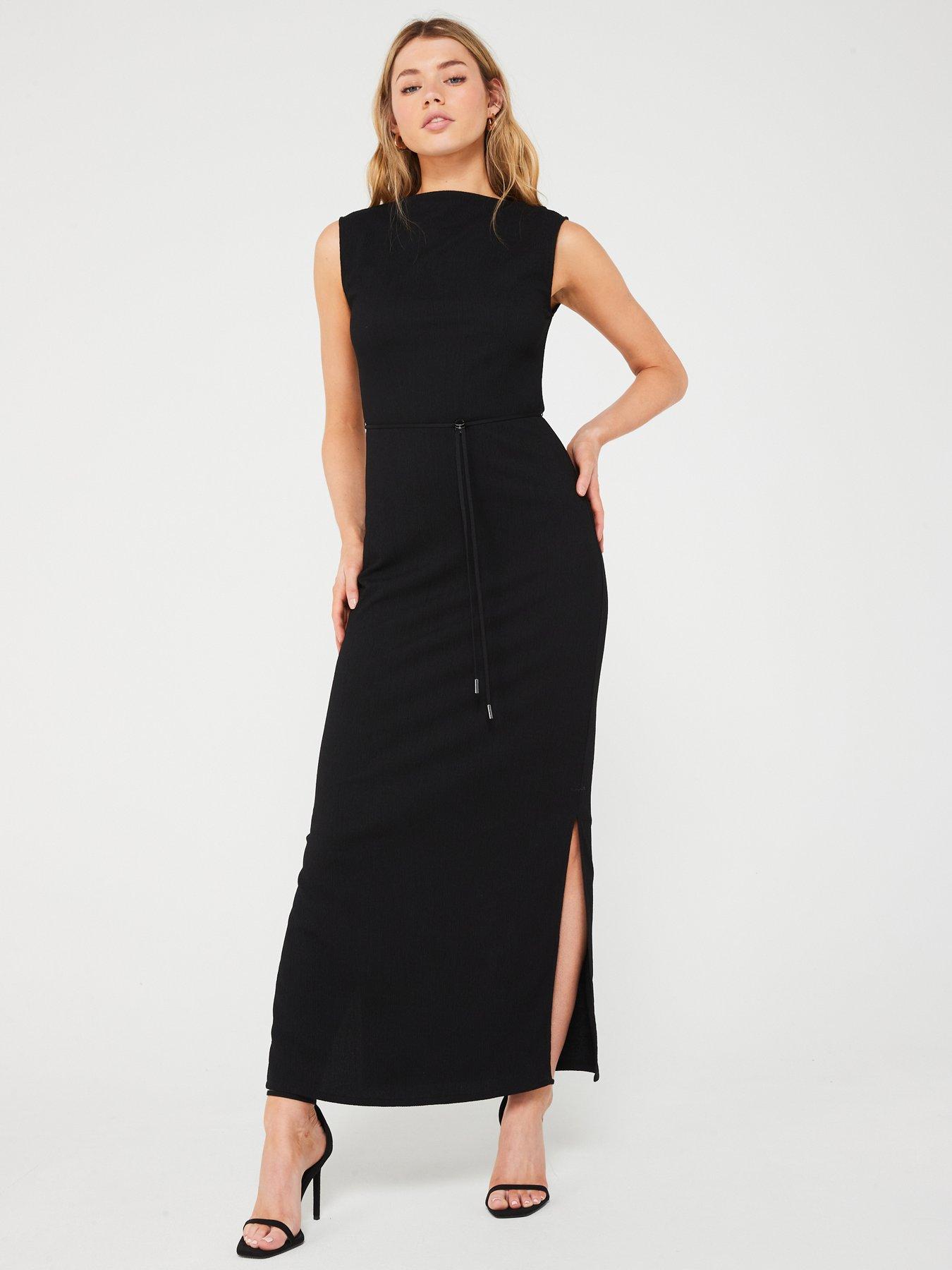 calvin-klein-crinkled-shift-dress-black