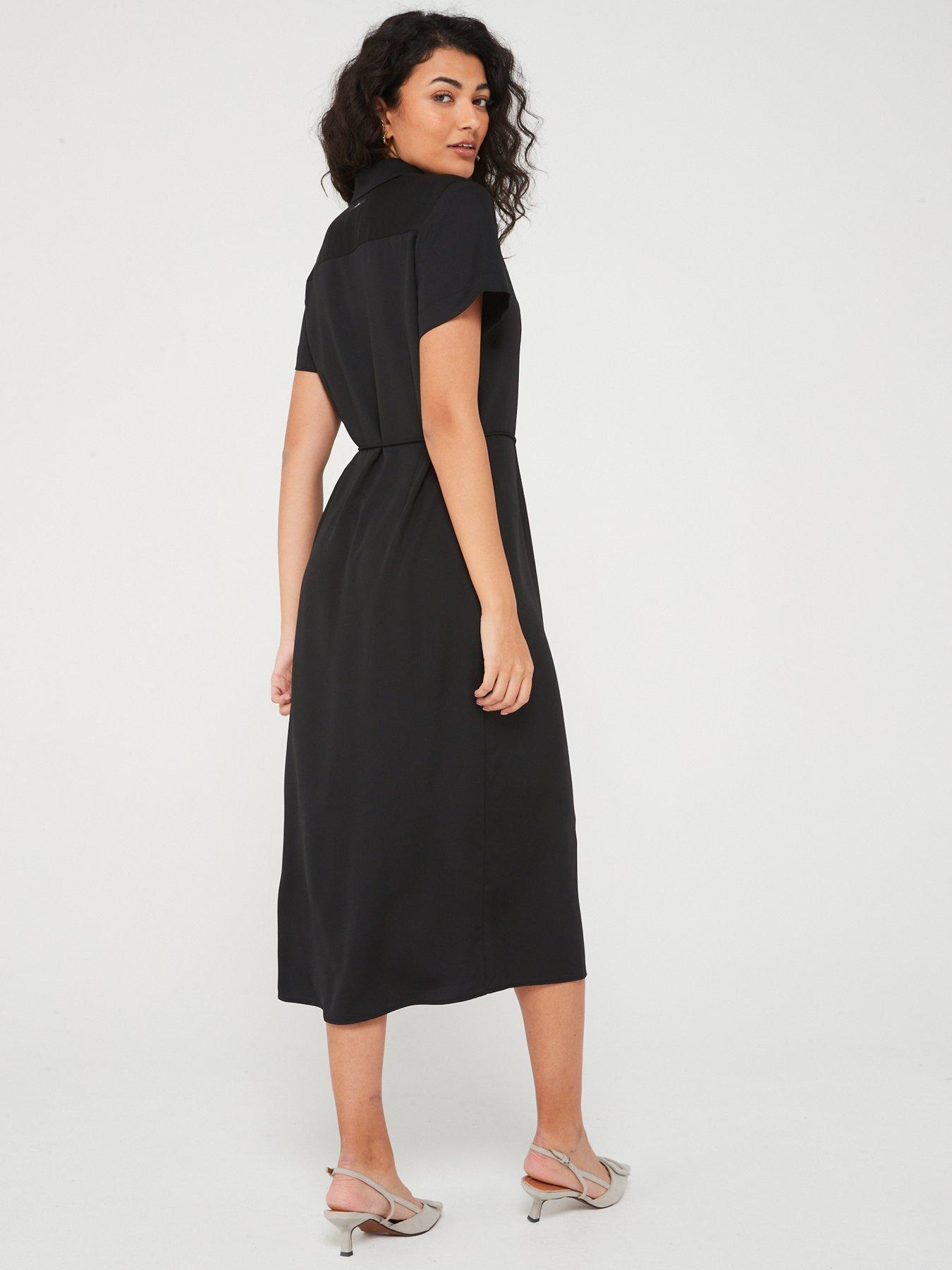 calvin-klein-midi-shirt-dress-blackstillFront