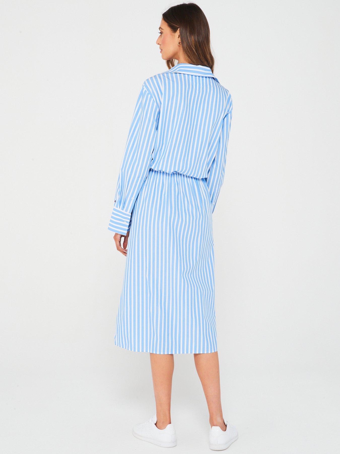 tommy-hilfiger-midi-shirt-dress-bluestillFront