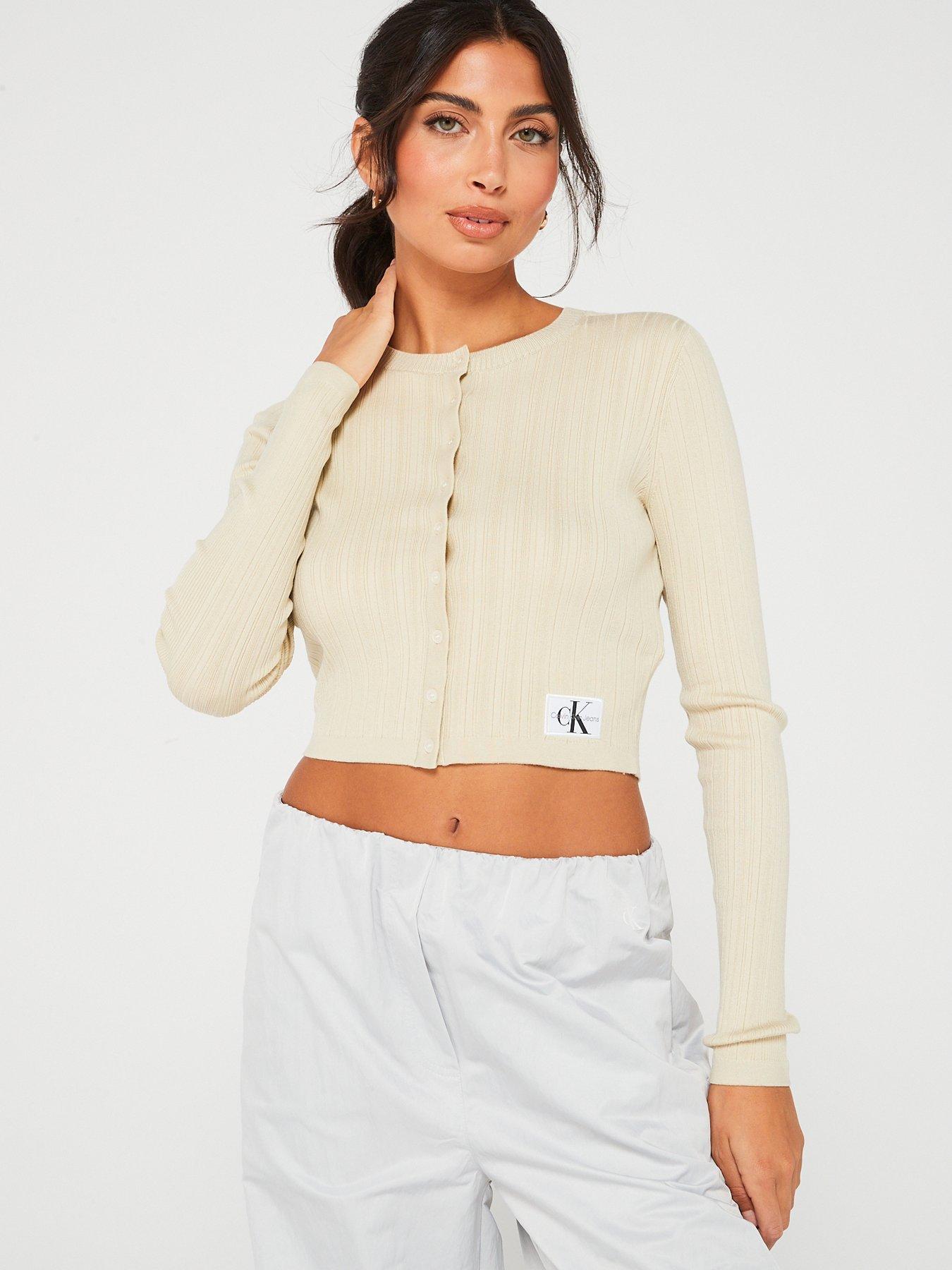 Calvin klein cropped cardigan hotsell