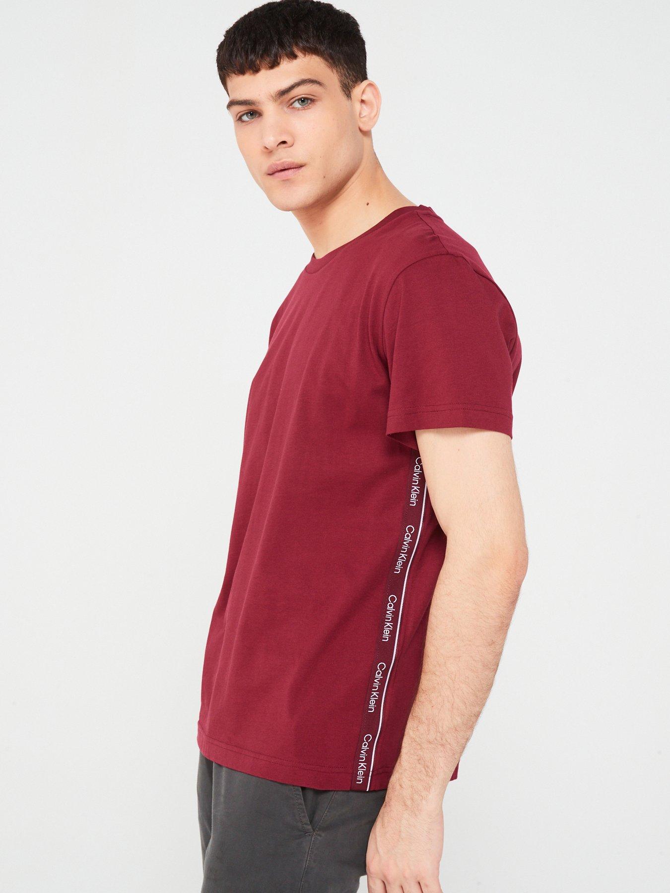 calvin-klein-crew-neck-tape-t-shirt-dark-red