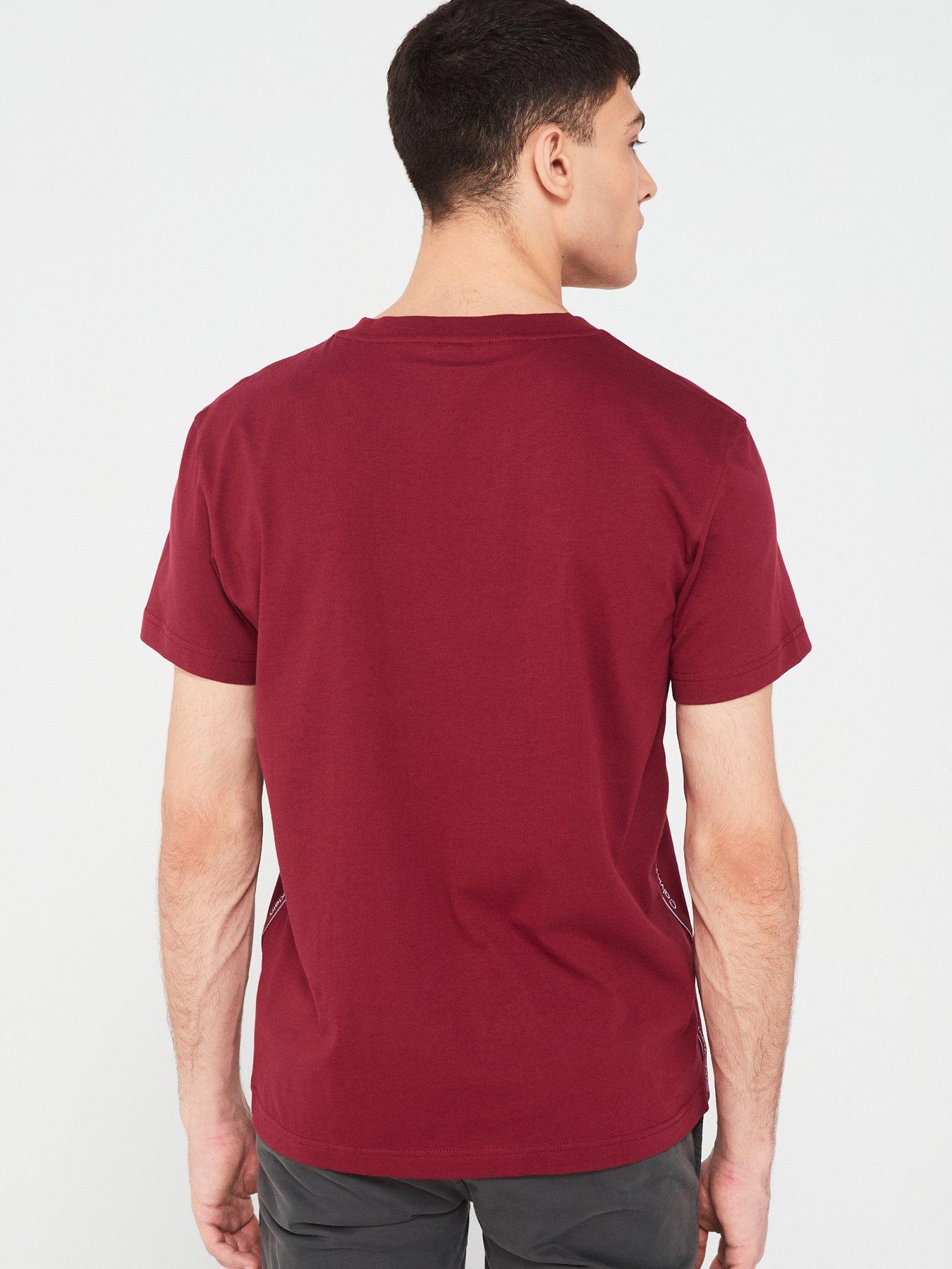 calvin-klein-crew-neck-tape-t-shirt-dark-redstillFront