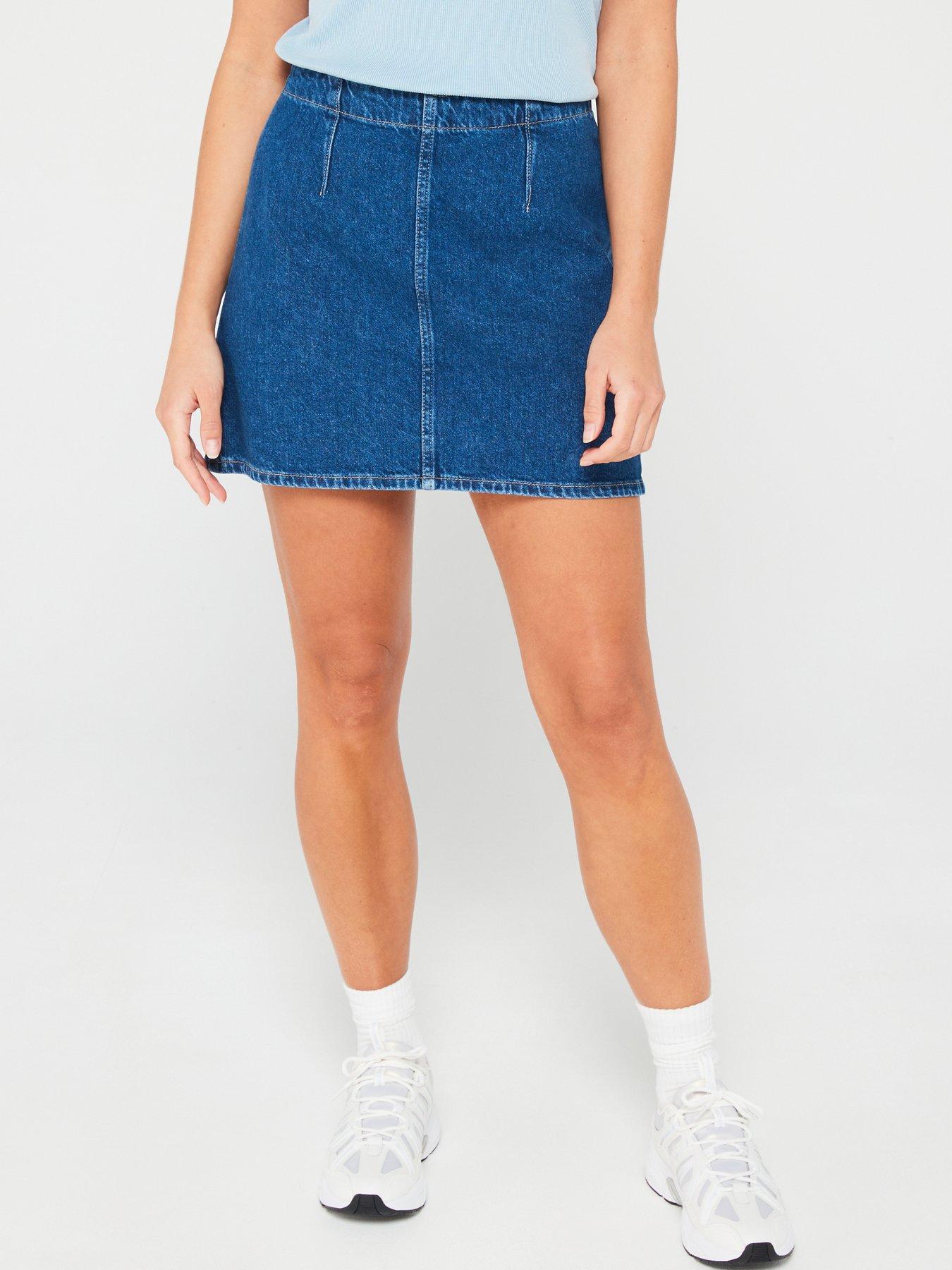 calvin-klein-jeans-denim-a-line-mini-skirt-bluefront