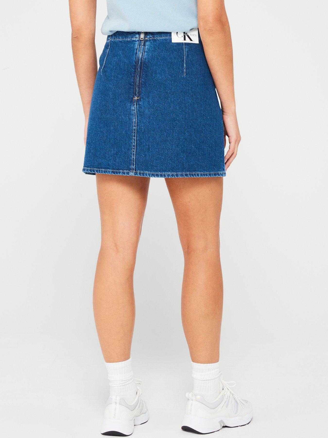 calvin-klein-jeans-denim-a-line-mini-skirt-bluestillFront