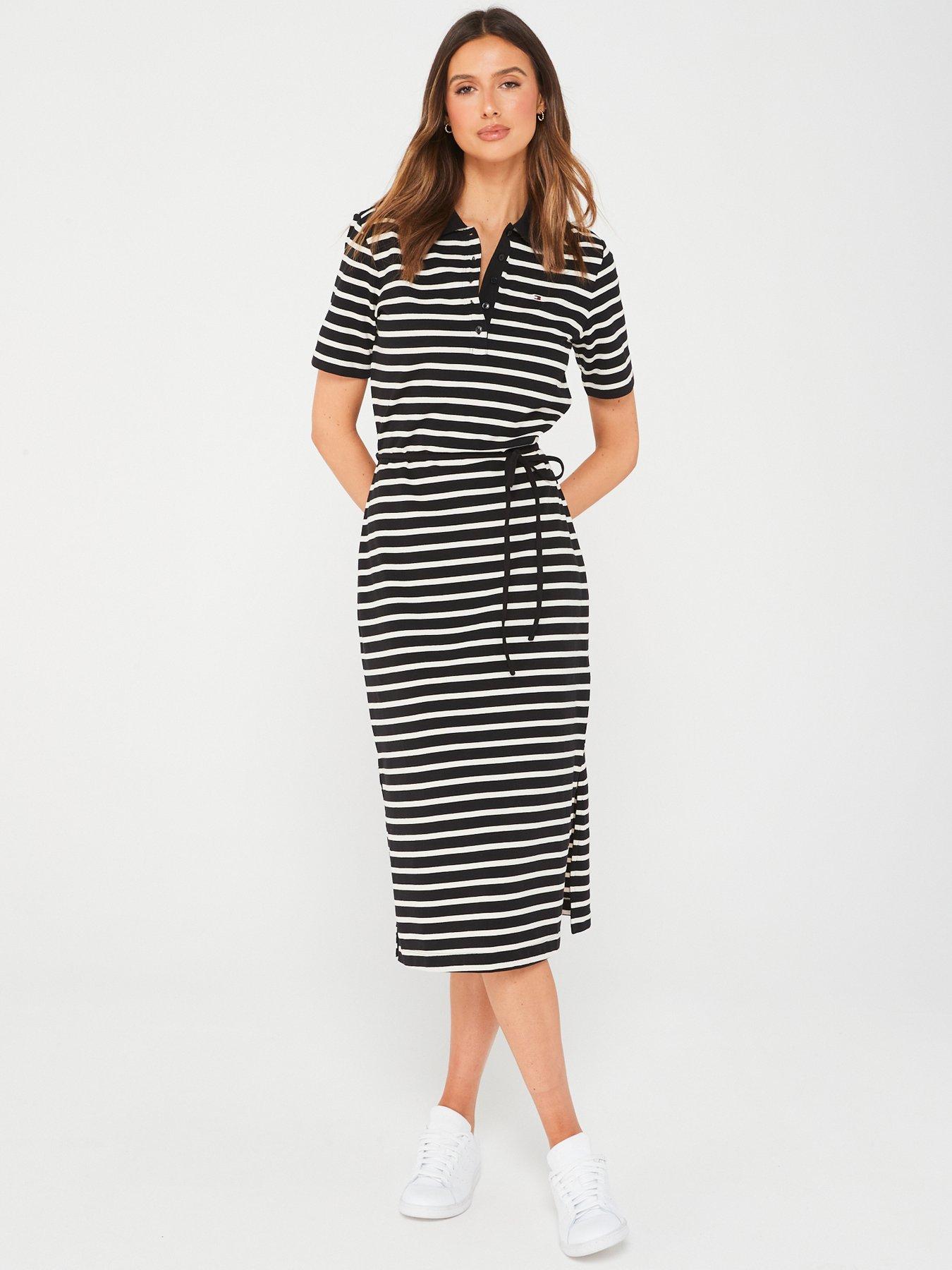 tommy-hilfiger-striped-polo-midi-dress-black