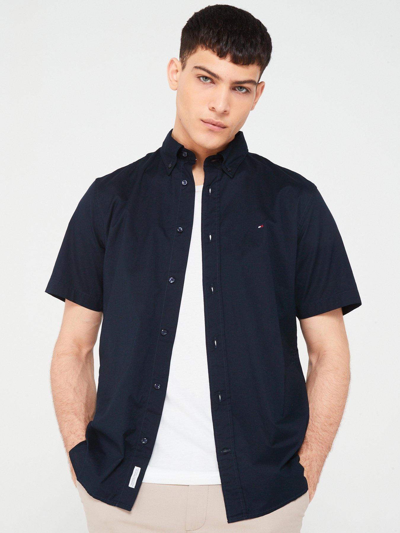 tommy-hilfiger-flex-poplin-regular-fit-short-sleeve-shirt-navy