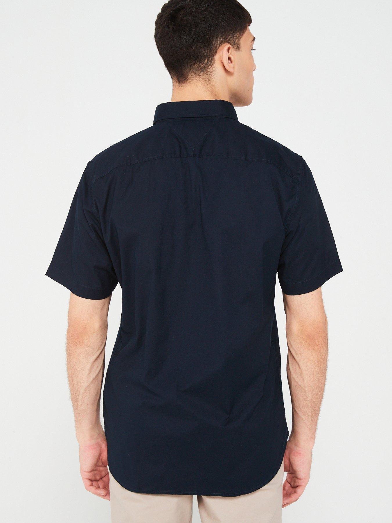 tommy-hilfiger-flex-poplin-regular-fit-short-sleeve-shirt-navystillFront