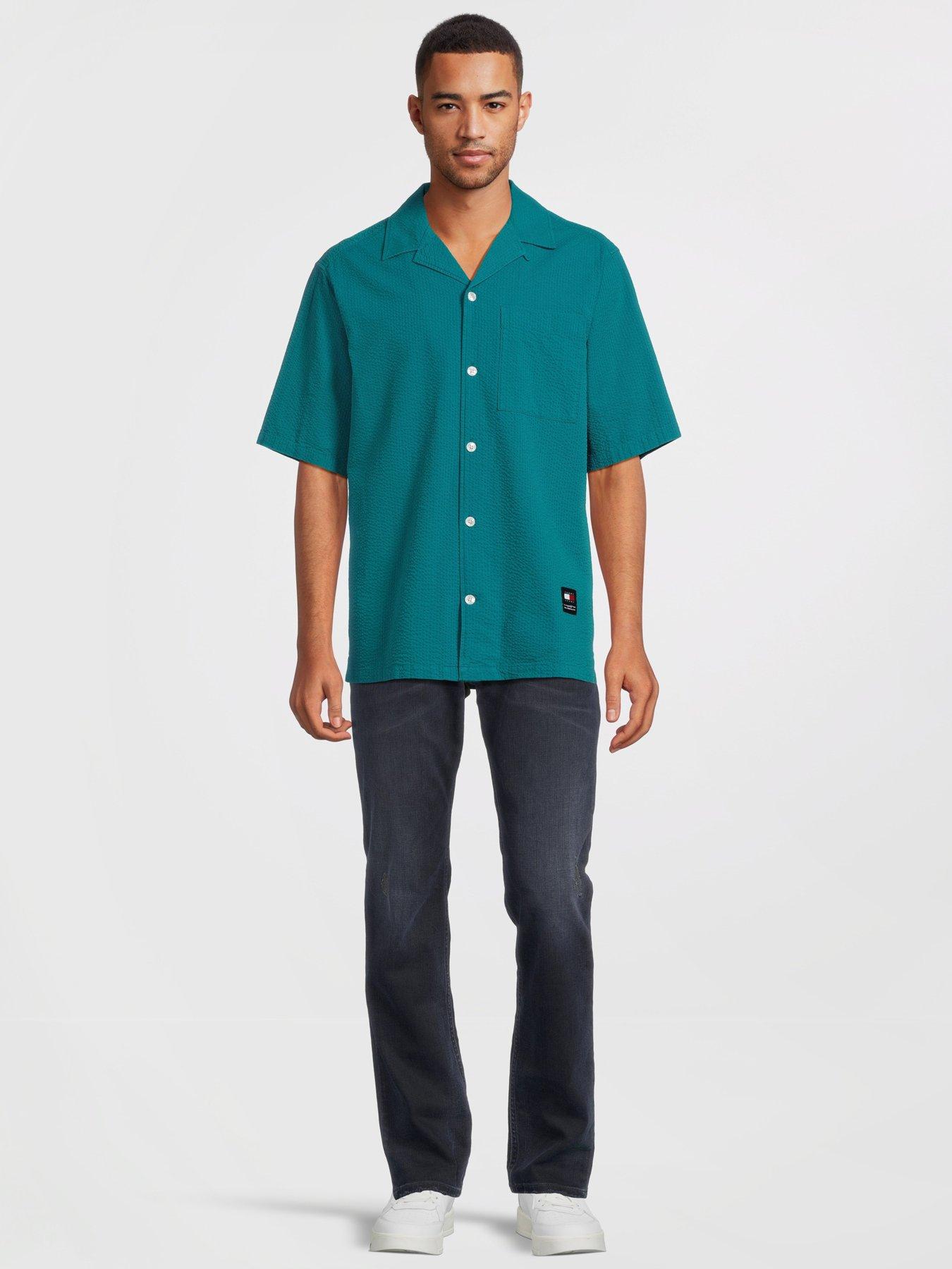 tommy-jeans-seersucker-short-sleeve-shirt-dark-greenback