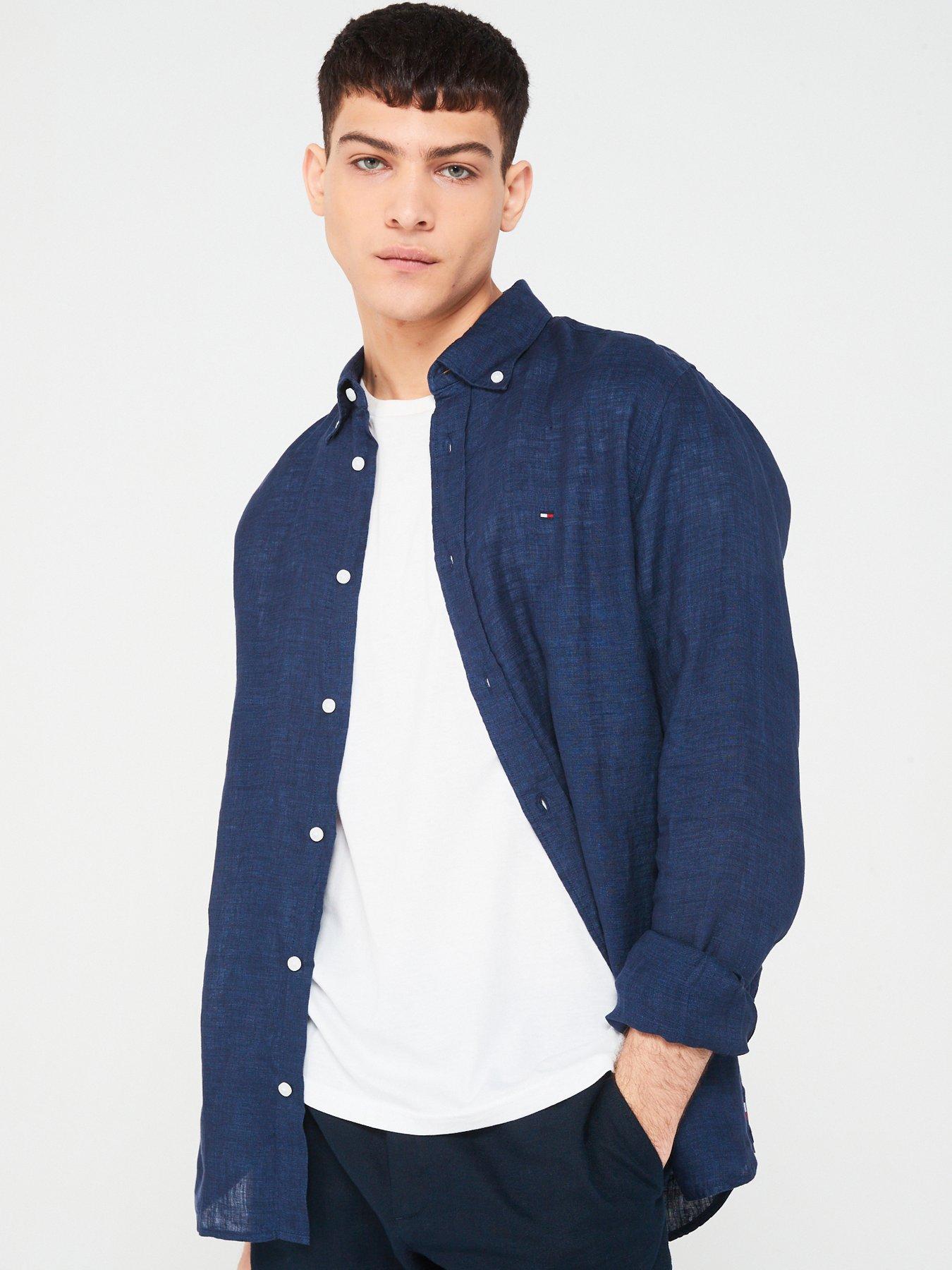 tommy-hilfiger-pigment-dyed-regular-fit-shirt-navy