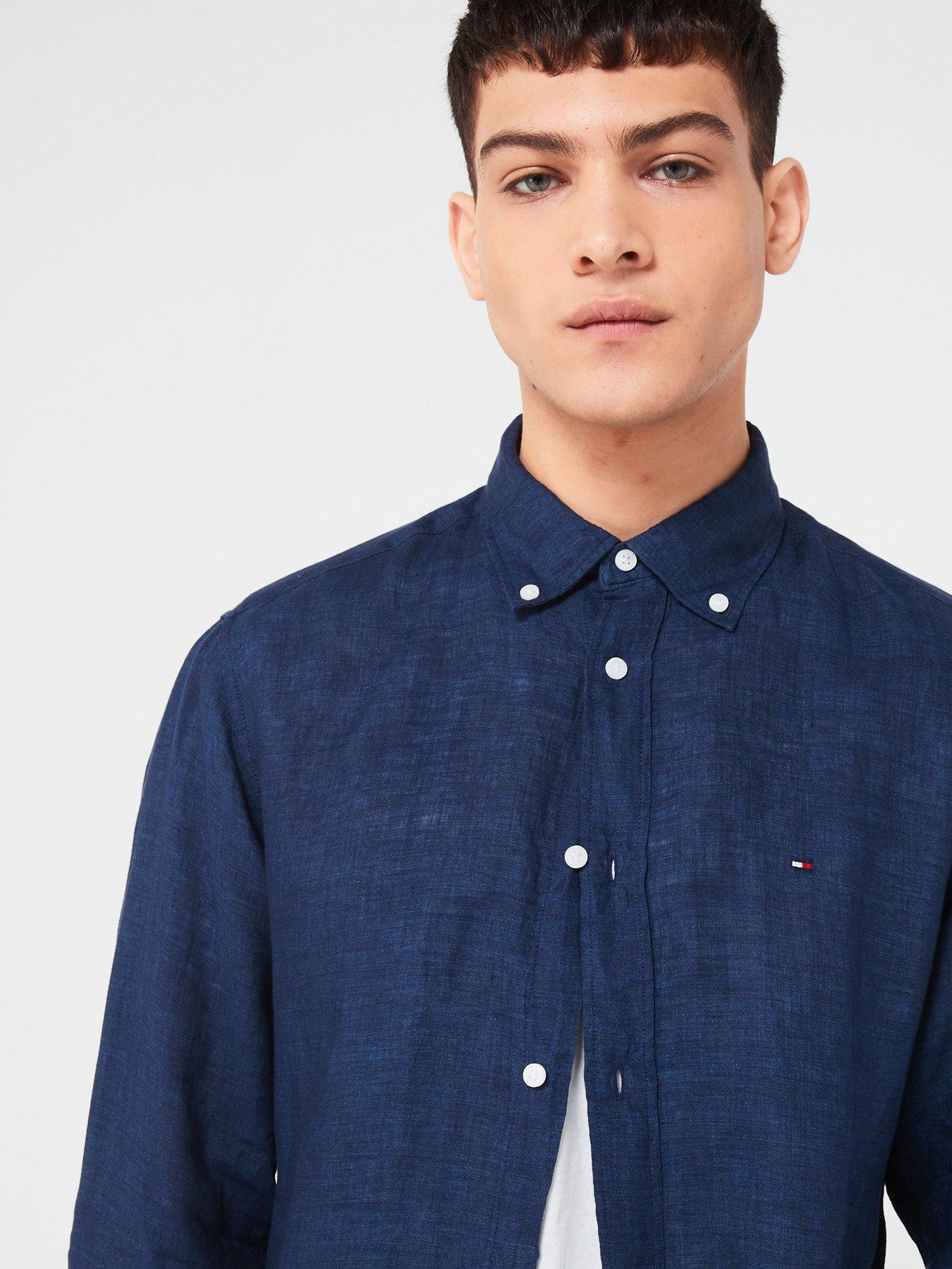 tommy-hilfiger-pigment-dyed-regular-fit-shirt-navyoutfit