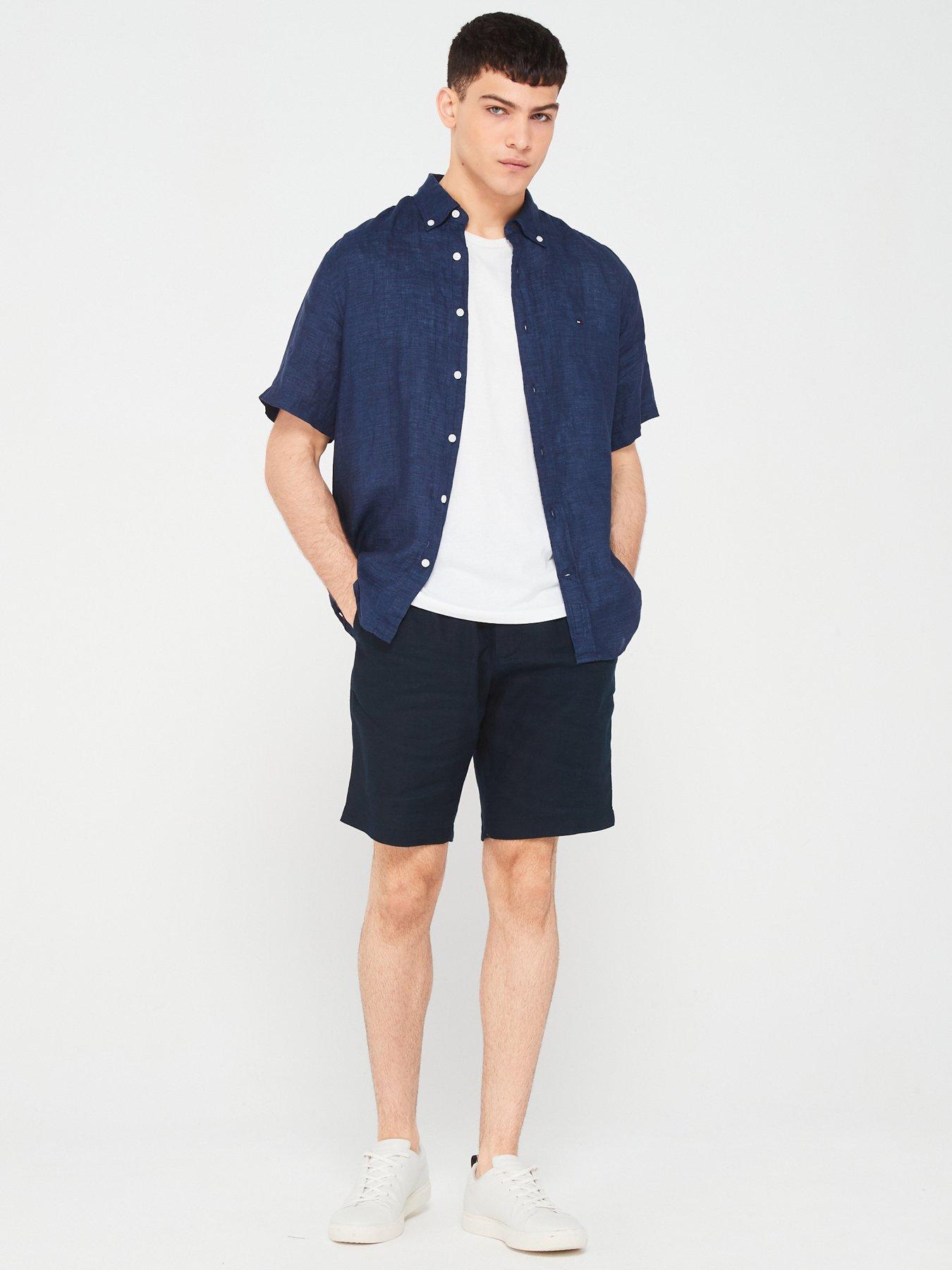 tommy-hilfiger-pigment-dyed-linen-regular-fit-short-sleeve-shirt-navynbspback