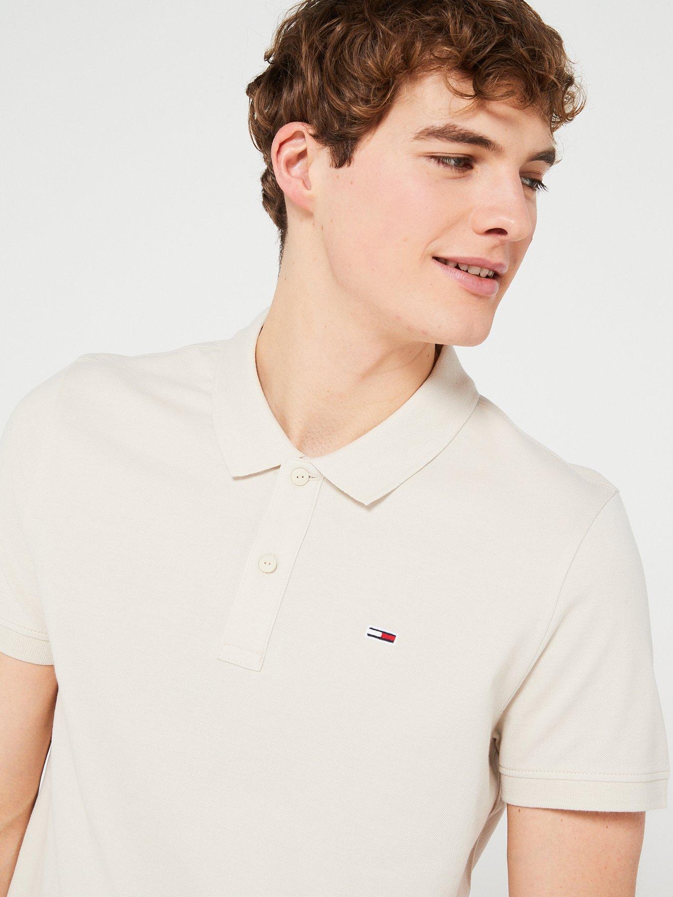 tommy-jeans-slim-placket-polo-shirt-beigeoutfit