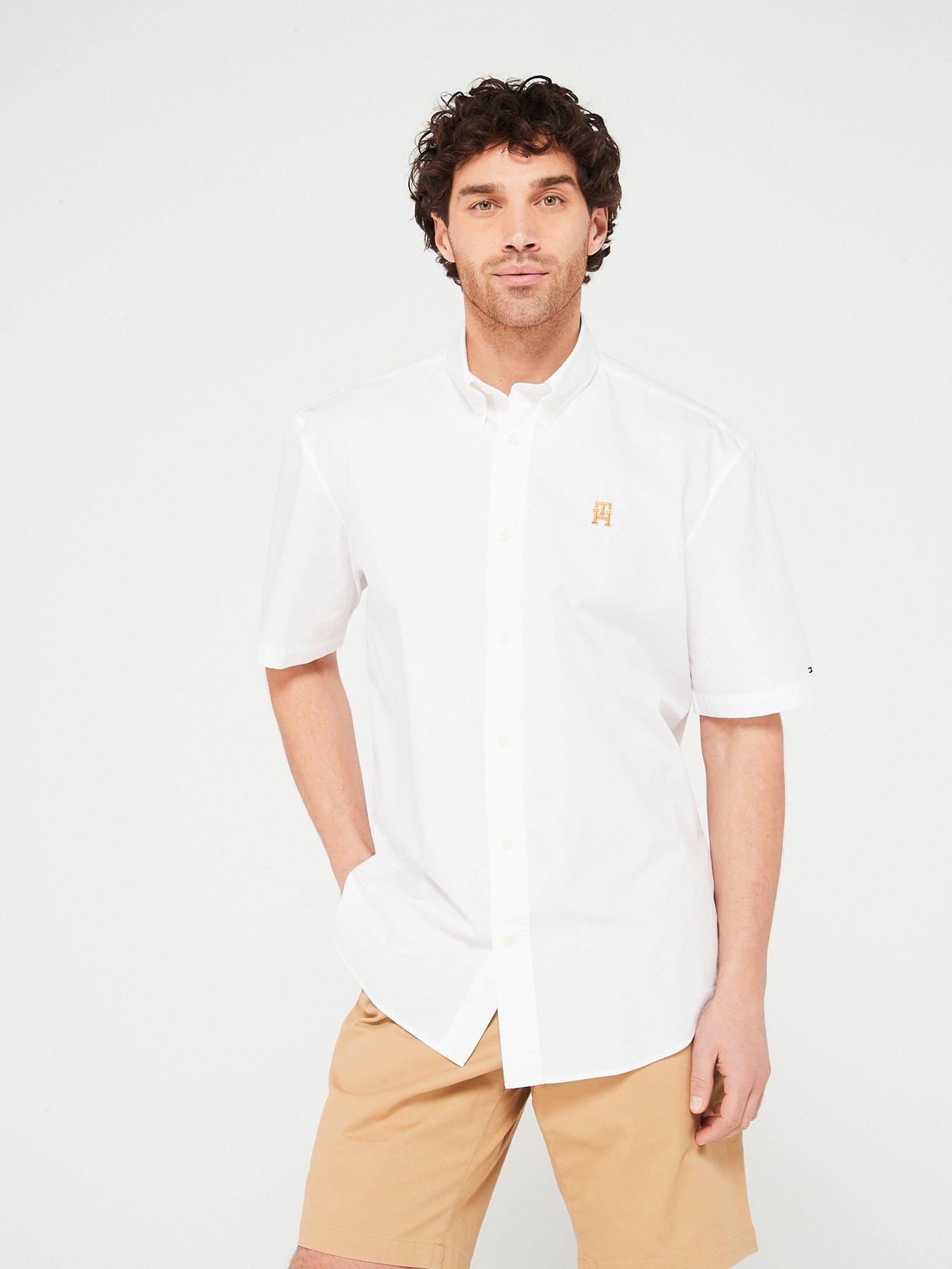 tommy-hilfiger-monogram-solid-short-sleeve-shirt-white