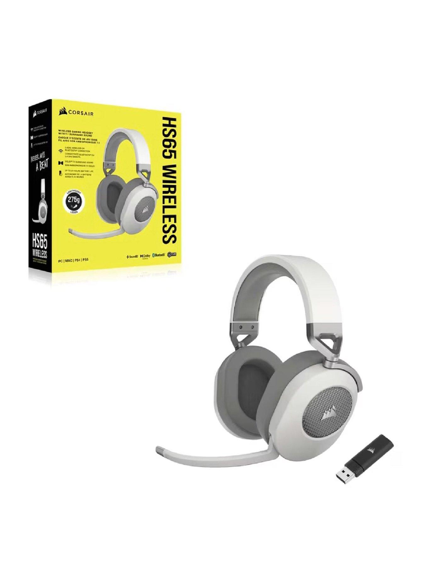 Corsair HS65 Surround Gaming Headset (Leatherette Memory Foam Ear Pads,  Dolby Audio 7.1 Surround Sound On PC And Mac, SonarWorks SoundID  Technology, Multi-Platform Compatibility) White 