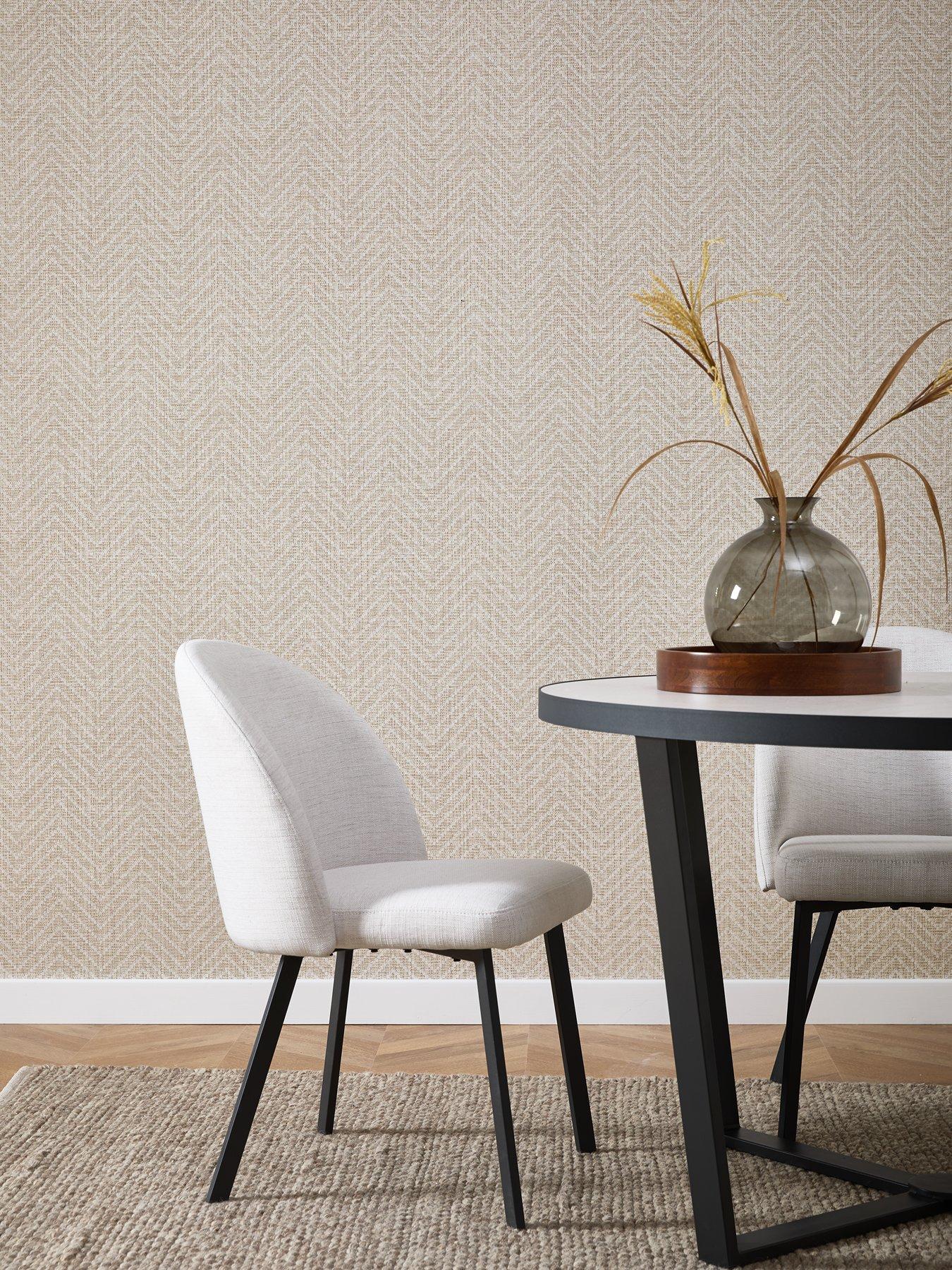 Image of Michelle Keegan Home Taupe Herringbone Print Wallpaper