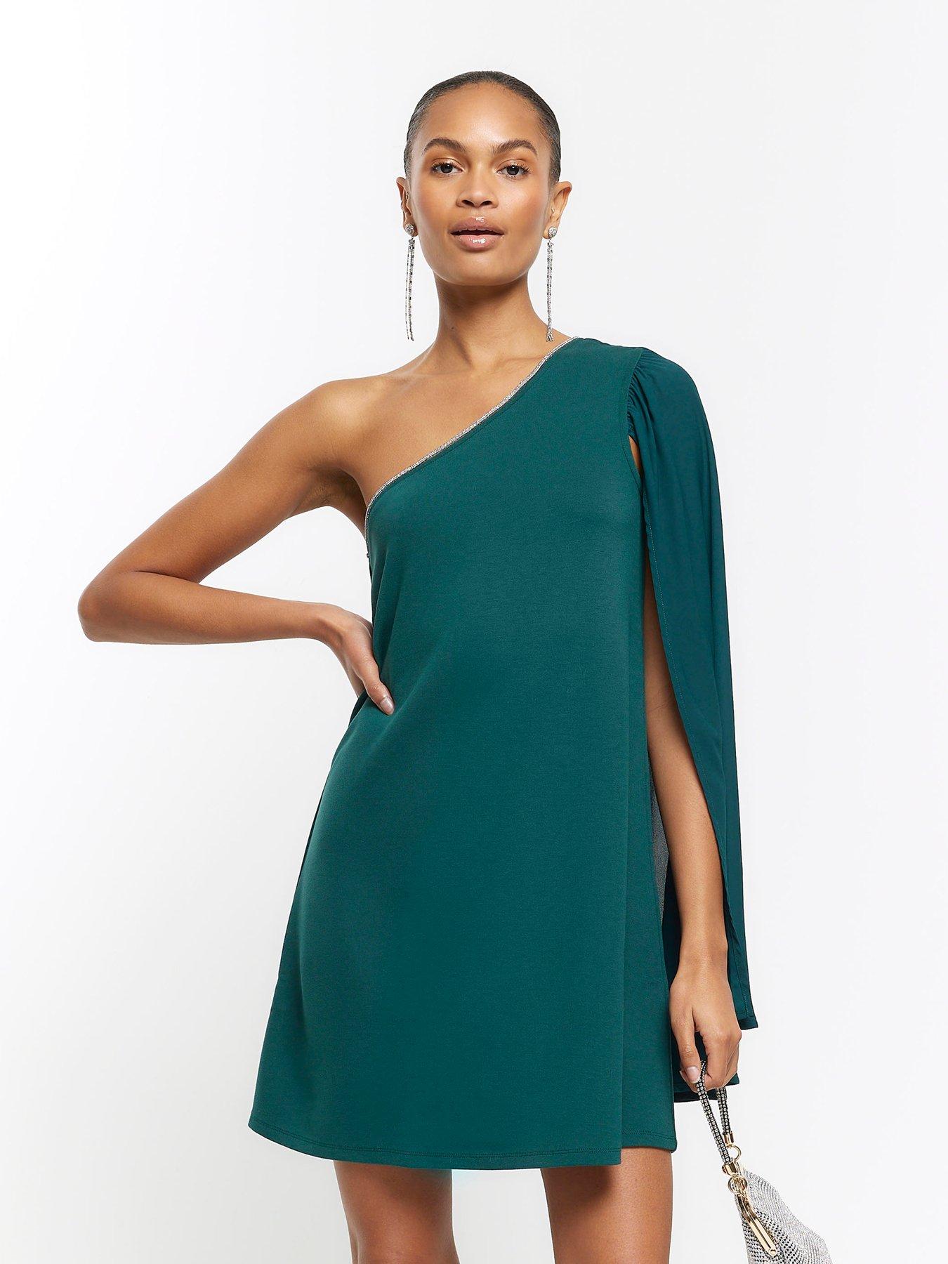 river-island-chiffon-jersey-mini-dress-dark-green