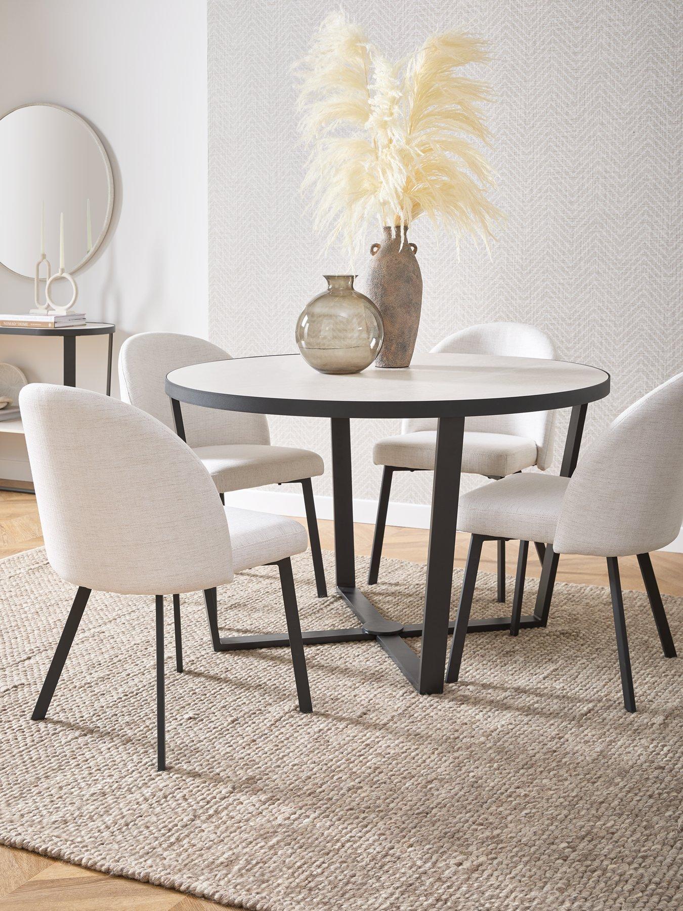 Michelle Keegan Home Cortes 120 cm Ceramic Top Dining Table + 4 Chairs ...