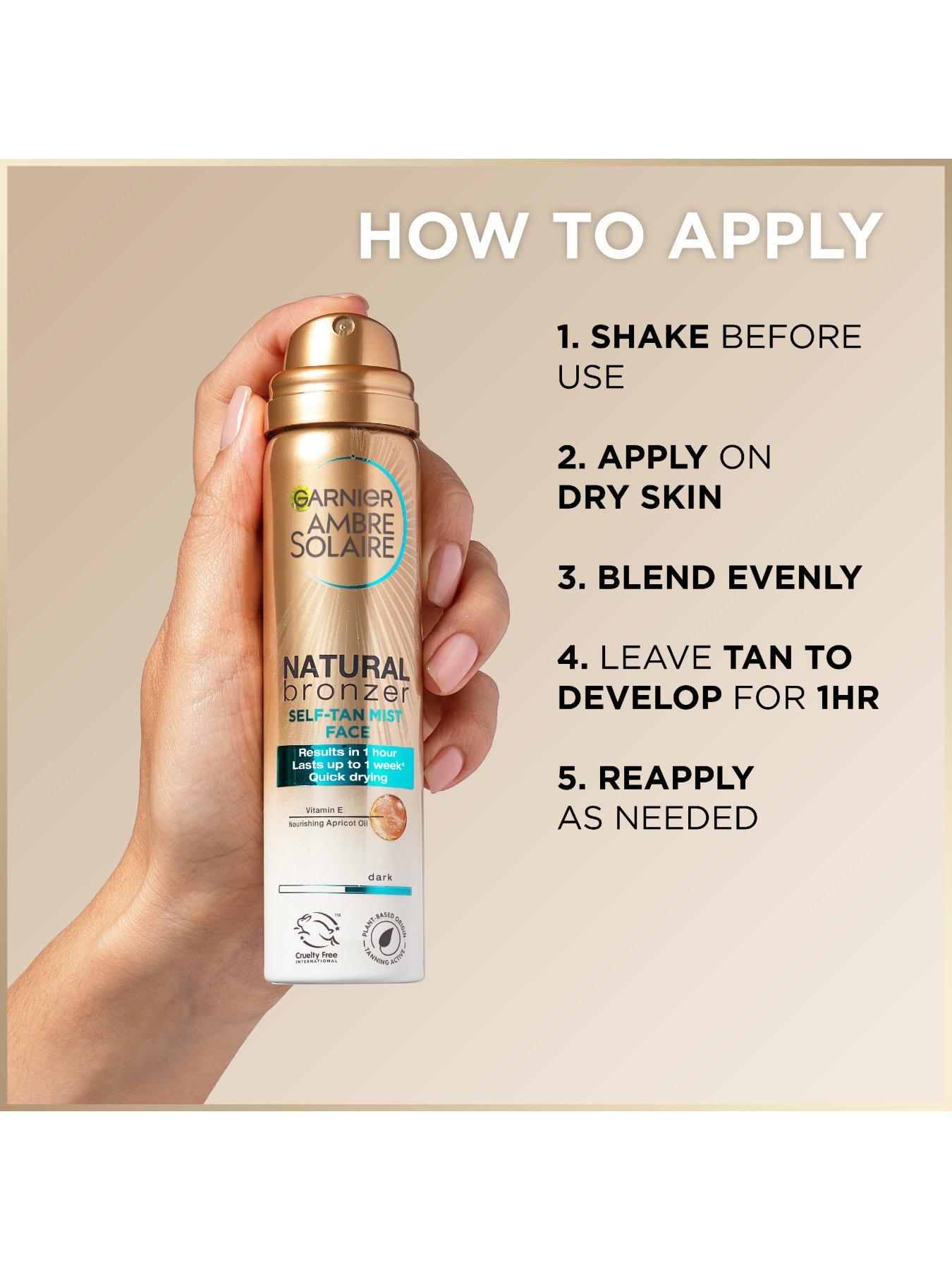 Image 4 of 6 of Garnier Ambre Solaire Natural Bronzer Quick Drying Body Self Tan Mist, Dark