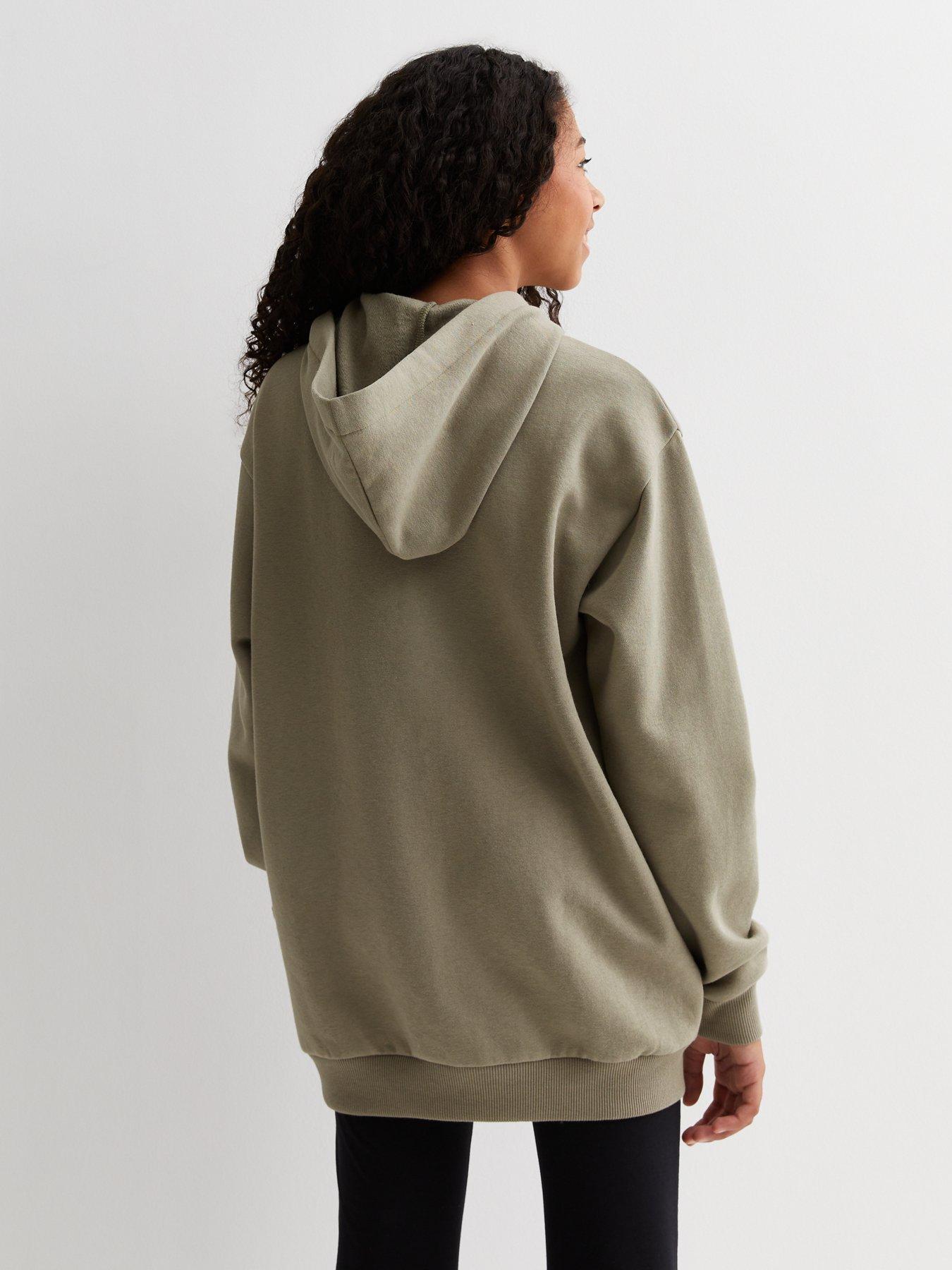 New Look 915 Girls Brooklyn Logo Longline Hoodie Khaki Very Ireland