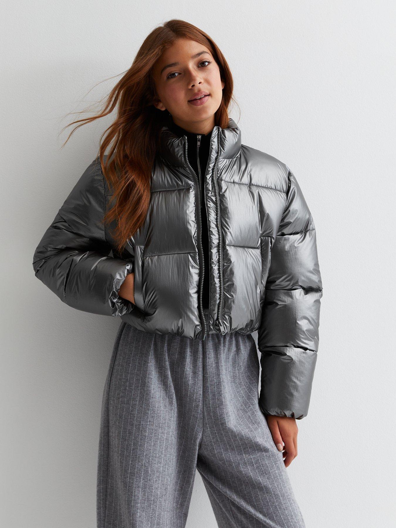 Silver grey cropped jacket sale