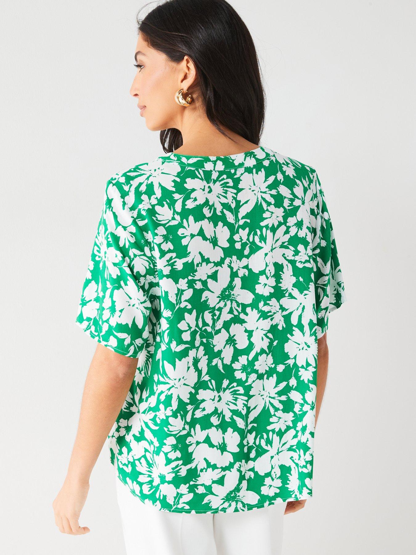 everyday-short-sleeve-notch-neck-floral-print-shirt-greenstillFront