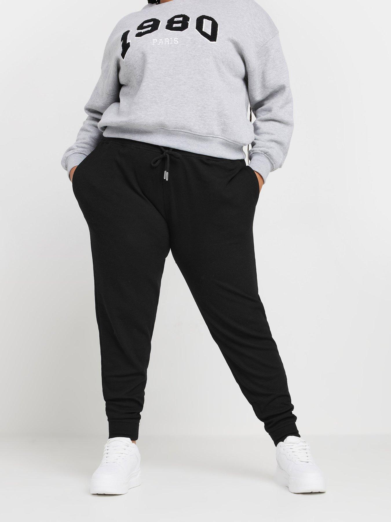 yours-elasticated-stretch-joggers-blackfront