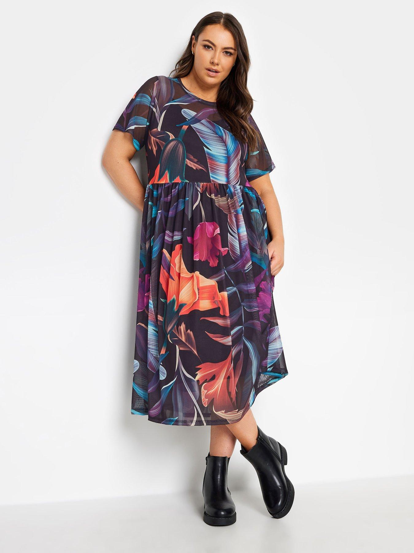 Yours Yours Pleat Front Spot Jersey Dress - Multi