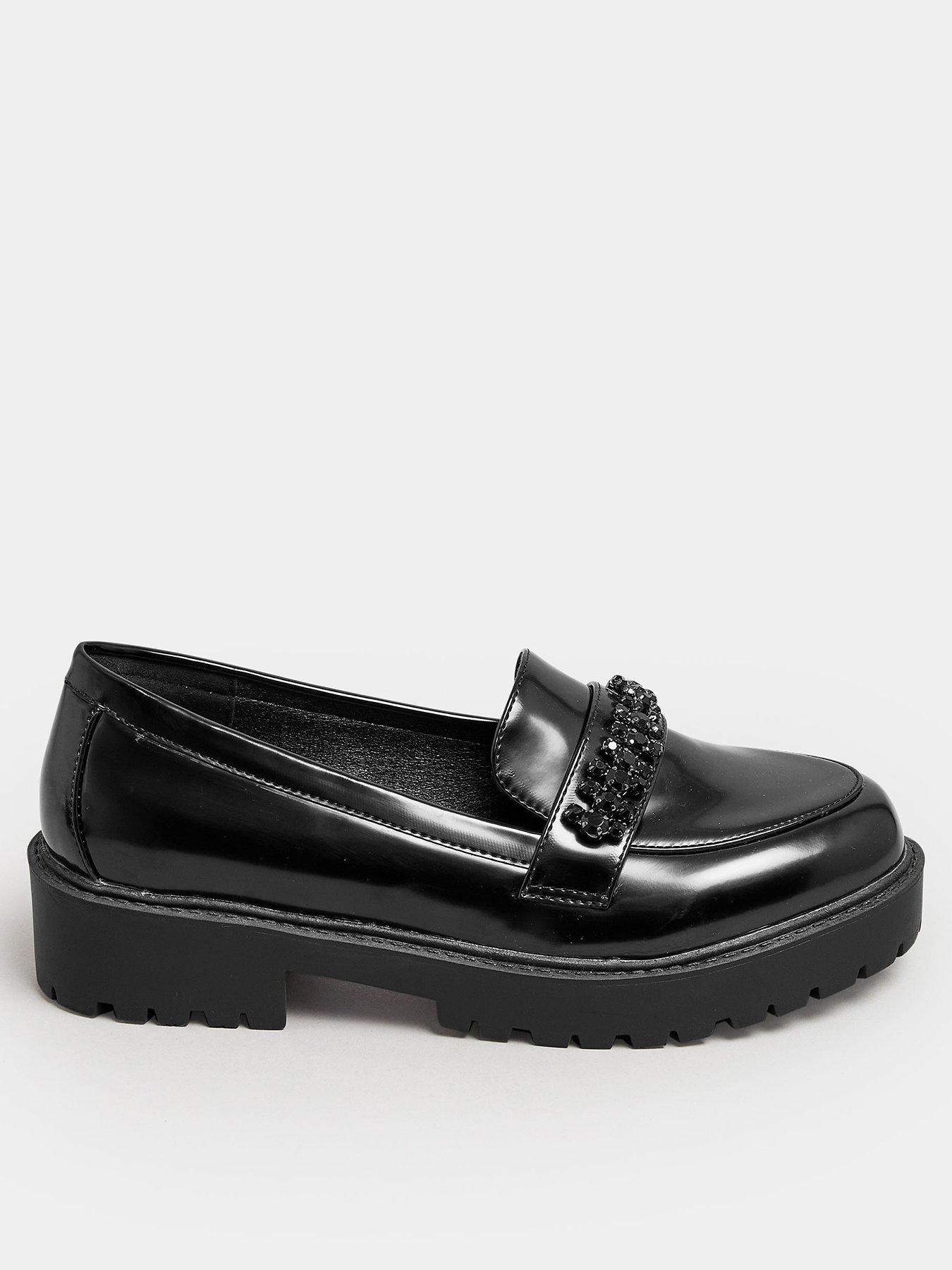 yours-extra-wide-fit-chunky-diamante-loafer-black