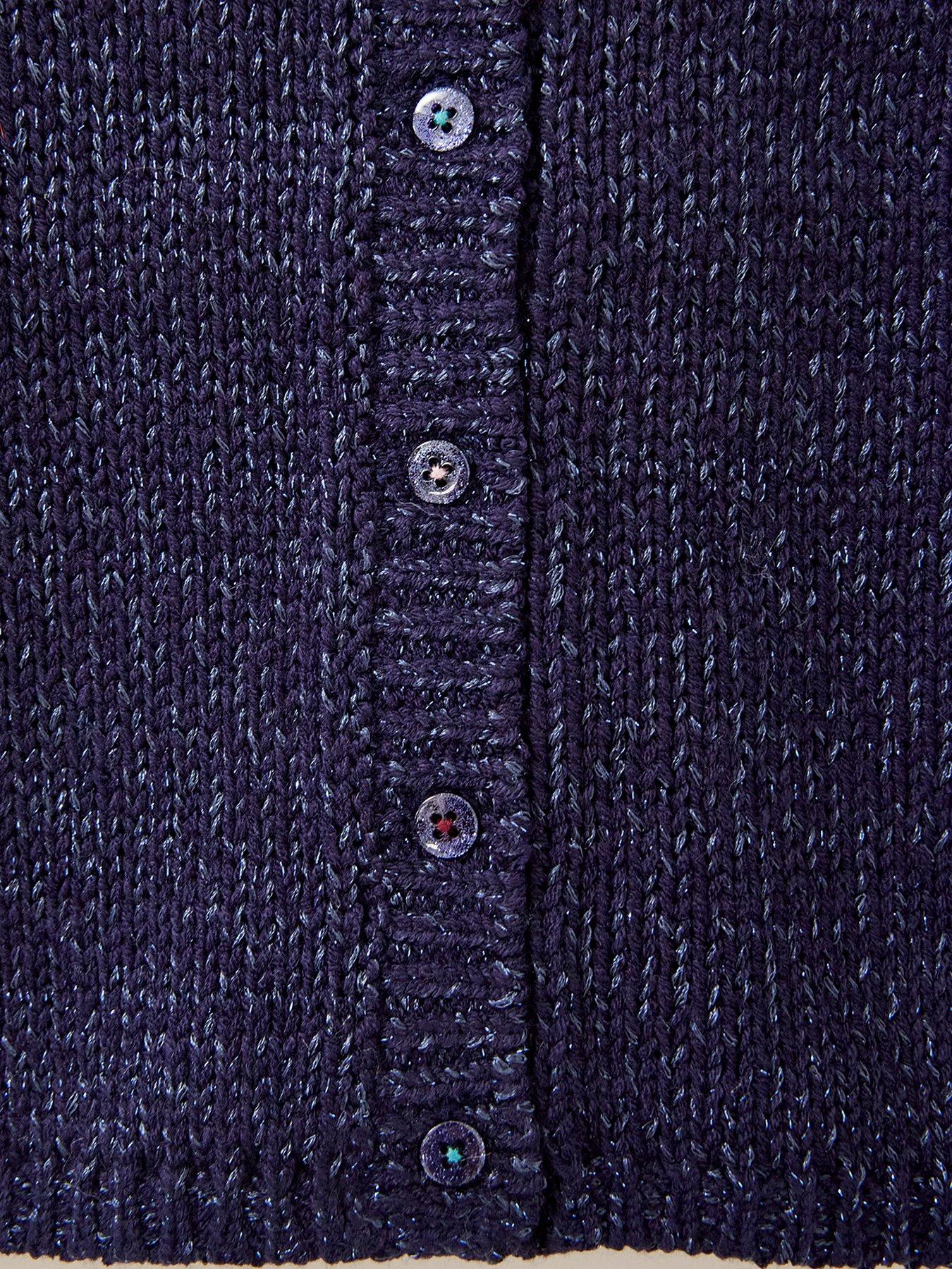 Image 3 of 3 of White Stuff Girls Sparkle Knit Cardigan - Dark Navy