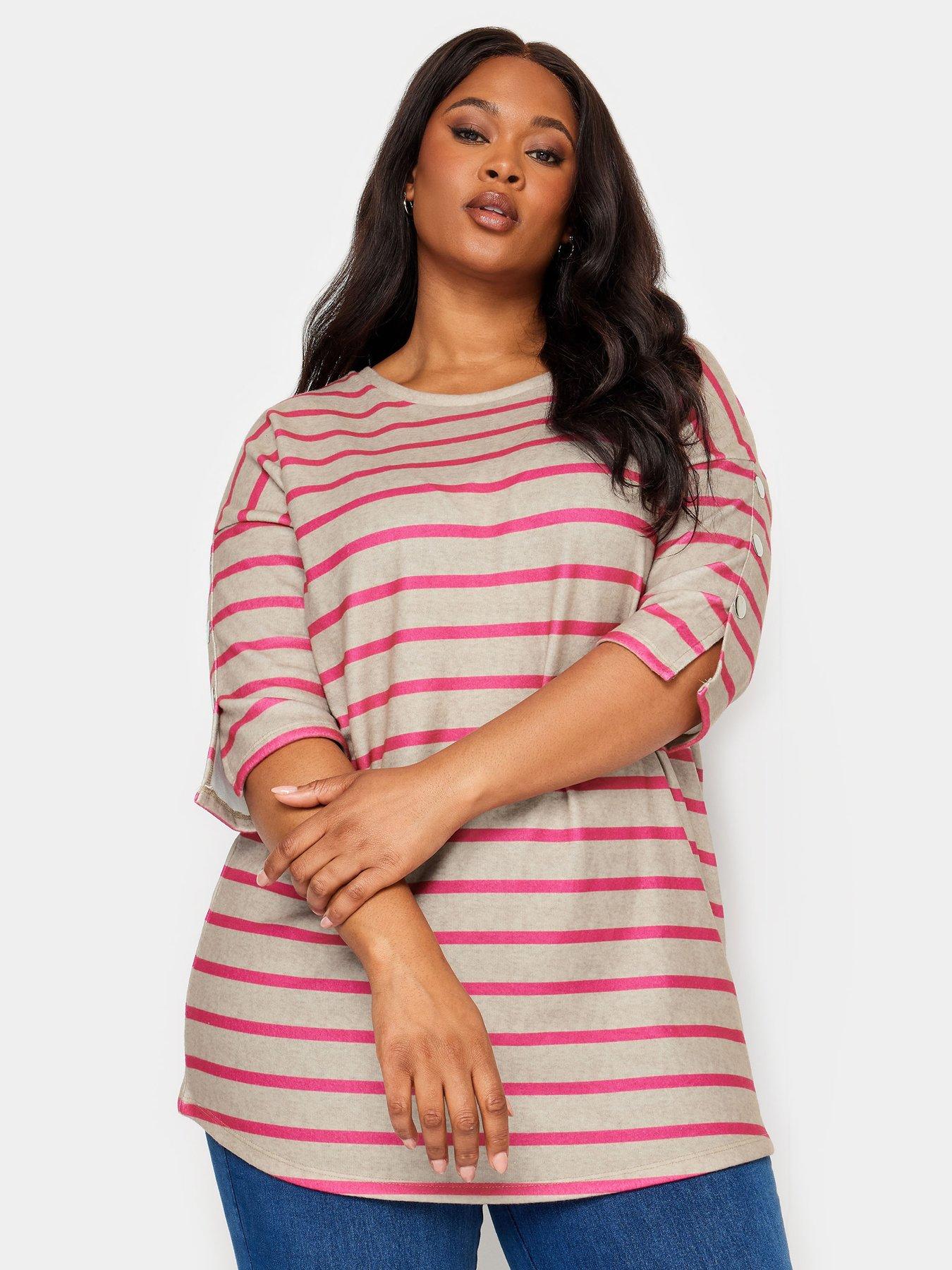 yours-soft-touch-striped-snap-button-sleeve-jumper--nbspnatural