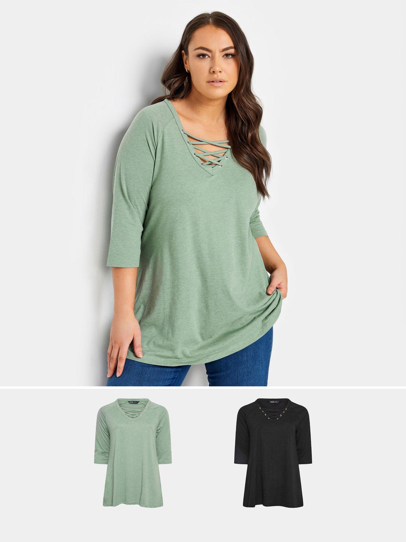 Khaki Ribbed Jersey Scoop Neck Top