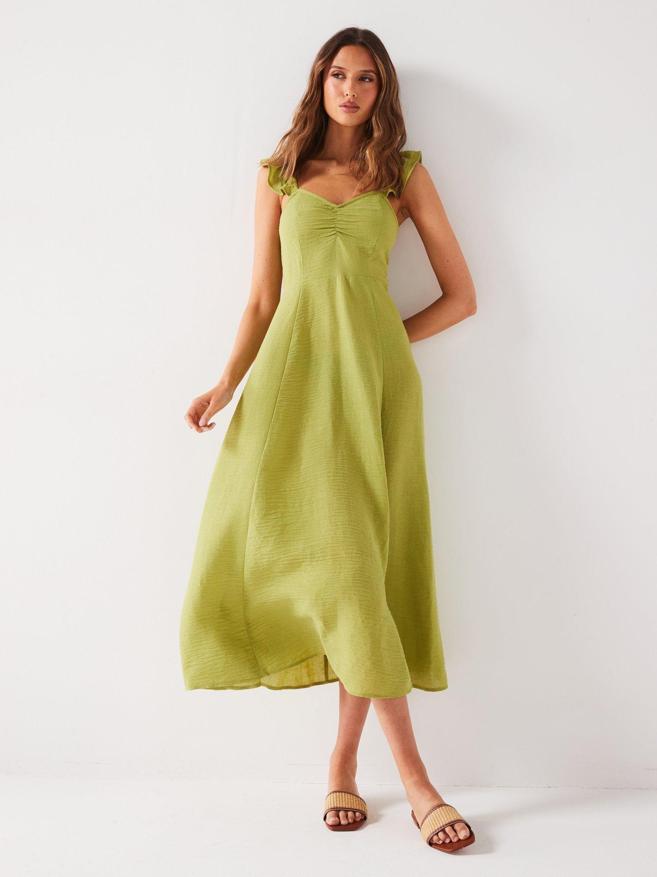 everyday-pfrill-sleeve-midaxi-dress-greenp