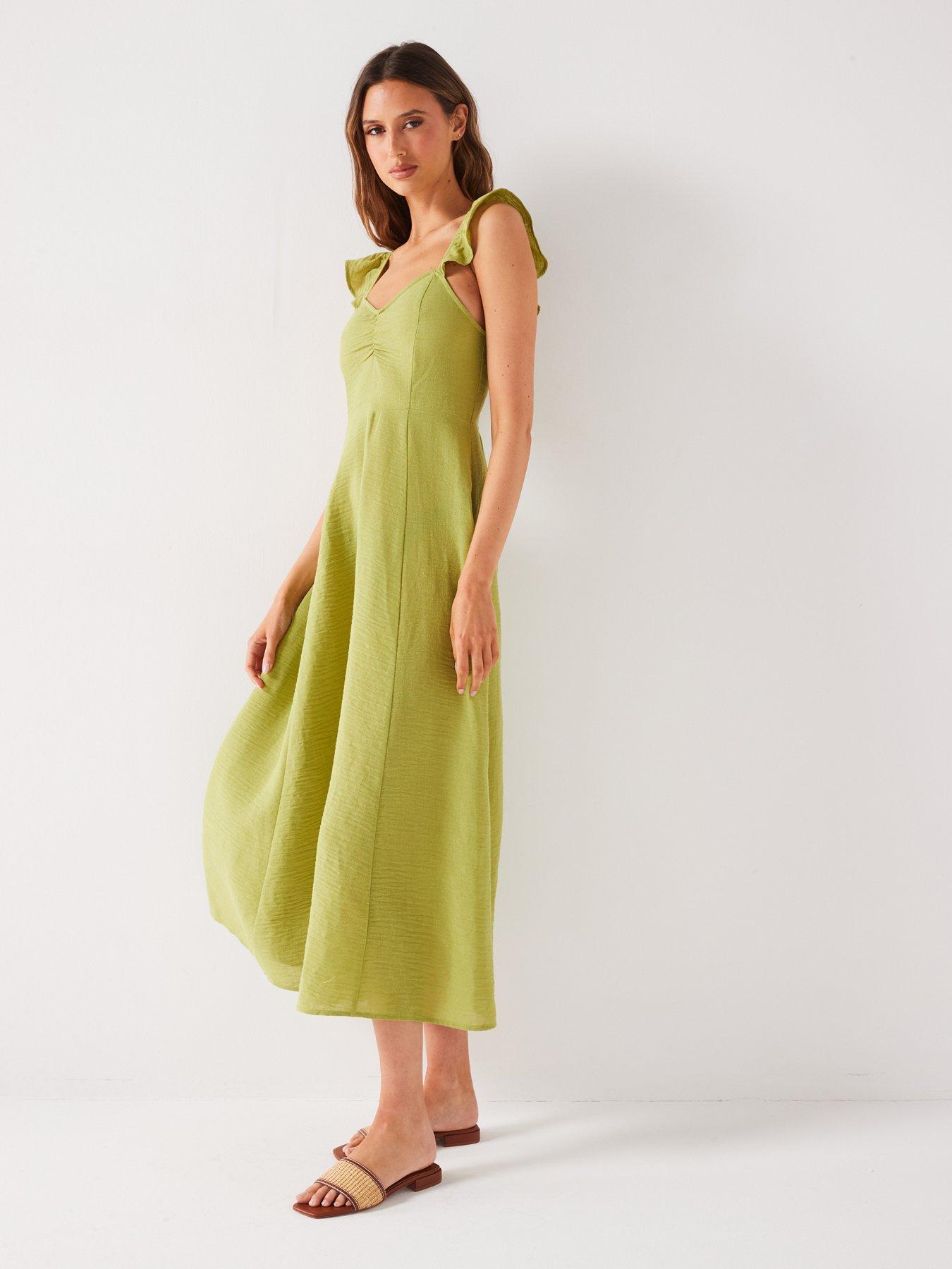 everyday-pfrill-sleeve-midaxi-dress-greenpback