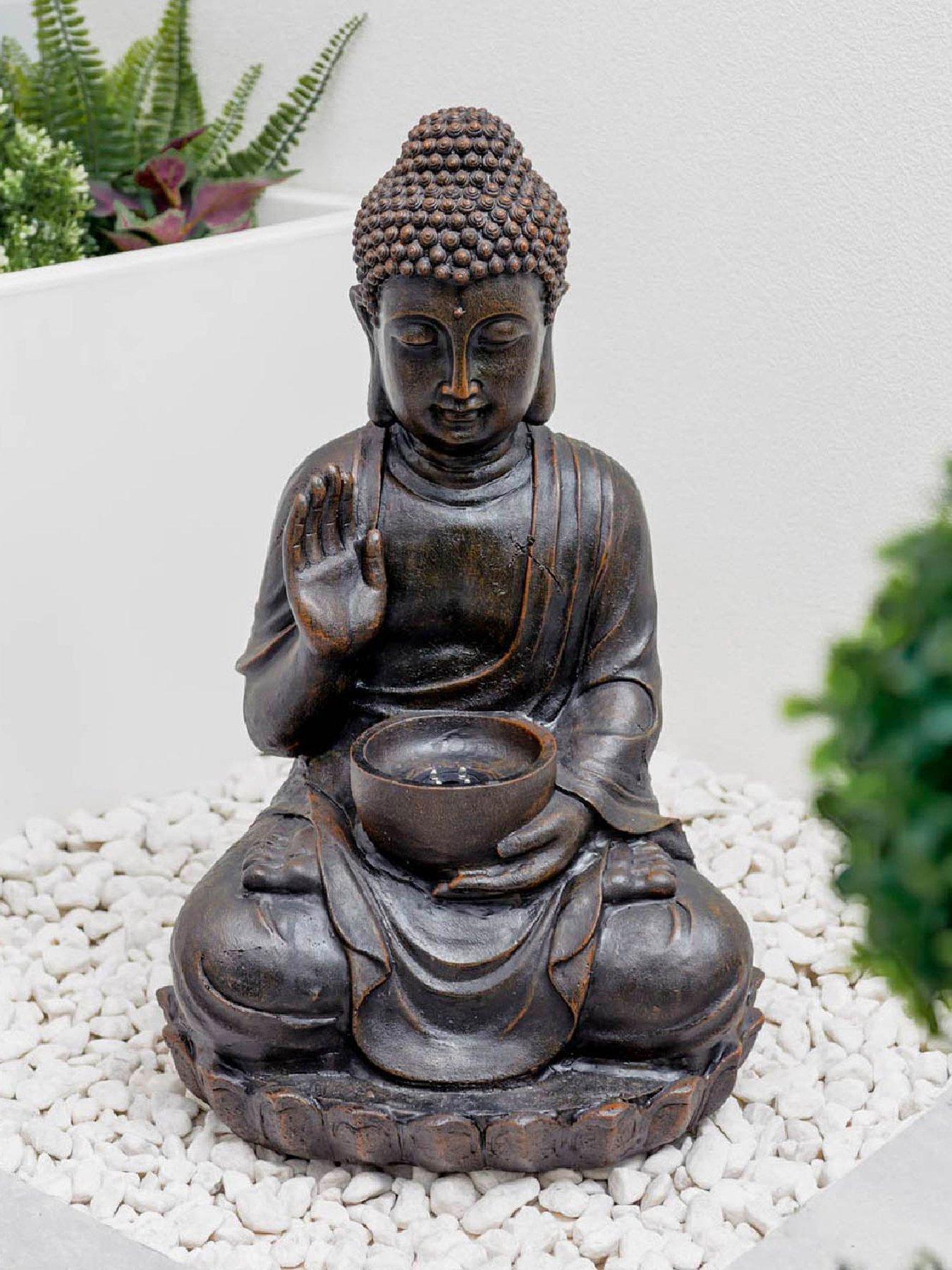 undefined Solar Water Feature - Meditating Buddha With Bowl